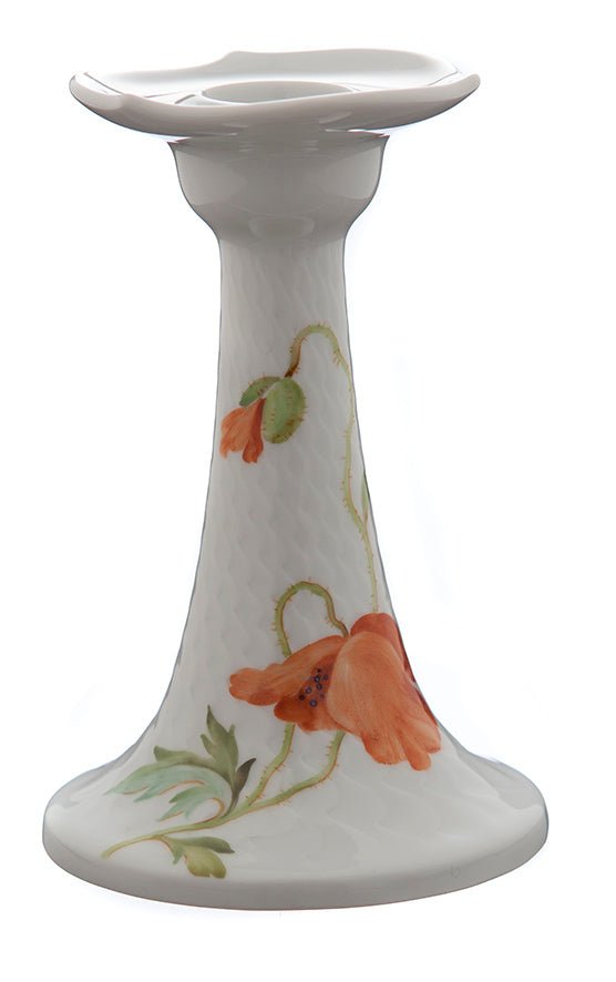 Leuchter Blumenmalerei "Wilder Mohn", rot, weißer Rand, H 13 cm | Accessoires Meissen Wellenspiel Relief 615201 - 53114 - Meissen Weimar