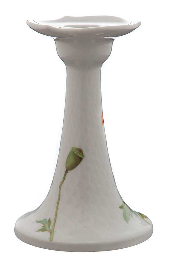 Leuchter Blumenmalerei "Wilder Mohn", rot, weißer Rand, H 13 cm | Accessoires Meissen Wellenspiel Relief 615201 - 53114 - Meissen Weimar
