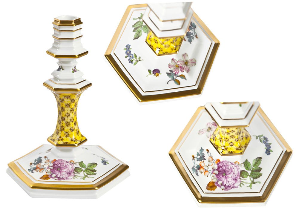 Leuchter Frucht - und Blumenmalerei, H 13,5 cm | Meissen Limitierte Meisterwerke 213084 - 53120 - Meissen Weimar