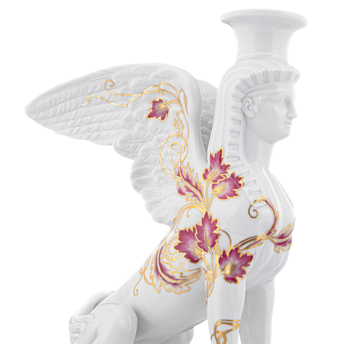 Leuchter Sphinx, Purpur und Gold, H 22,5 cm | Meissen Atelier - Edition 90a459 - 79308 - Meissen Weimar