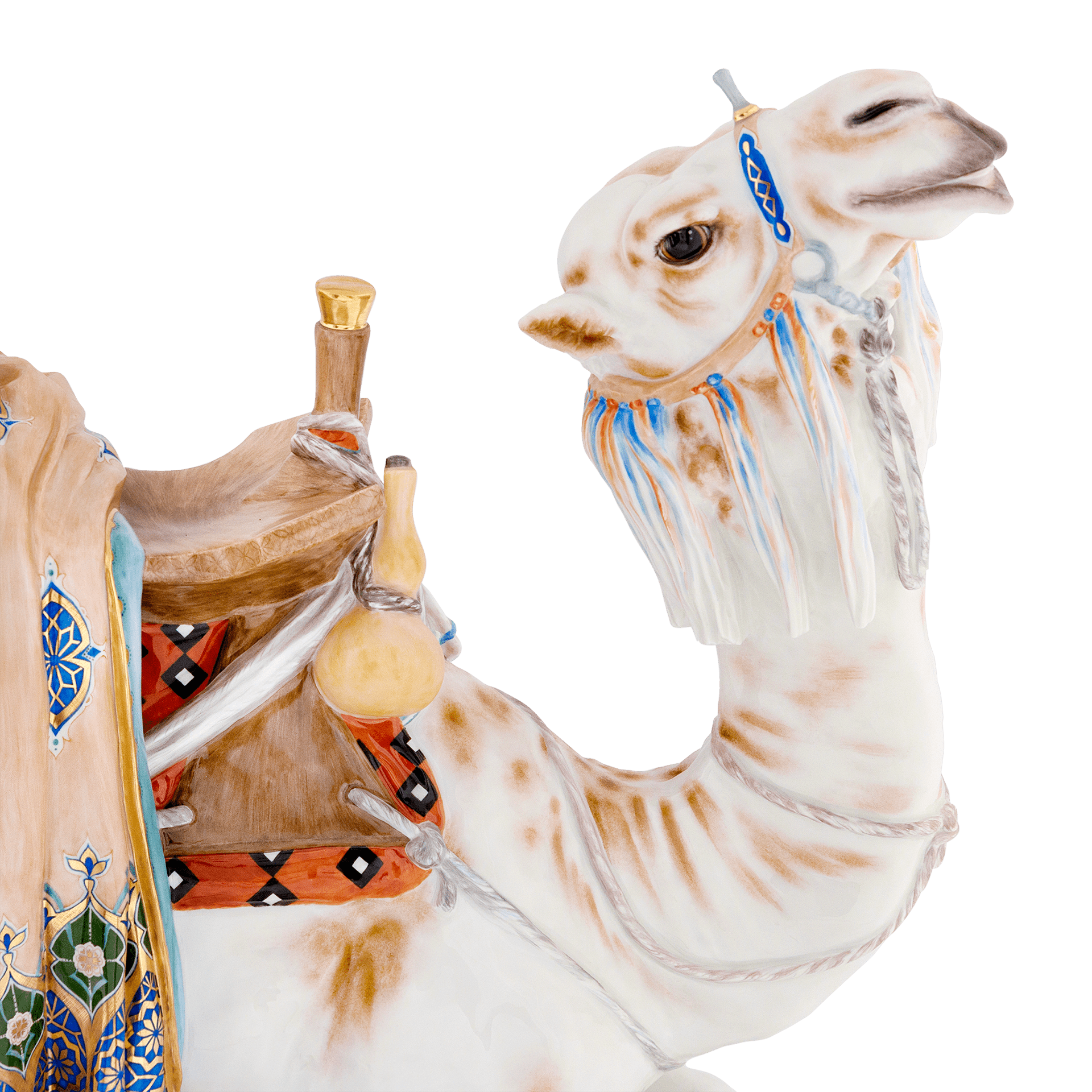 Liegendes Reitkamel, Bunt und gold staffiert, Lim., L 52 cm | Meissen Exklusiv - Kollektion 900380-76077 - Meissen Weimar