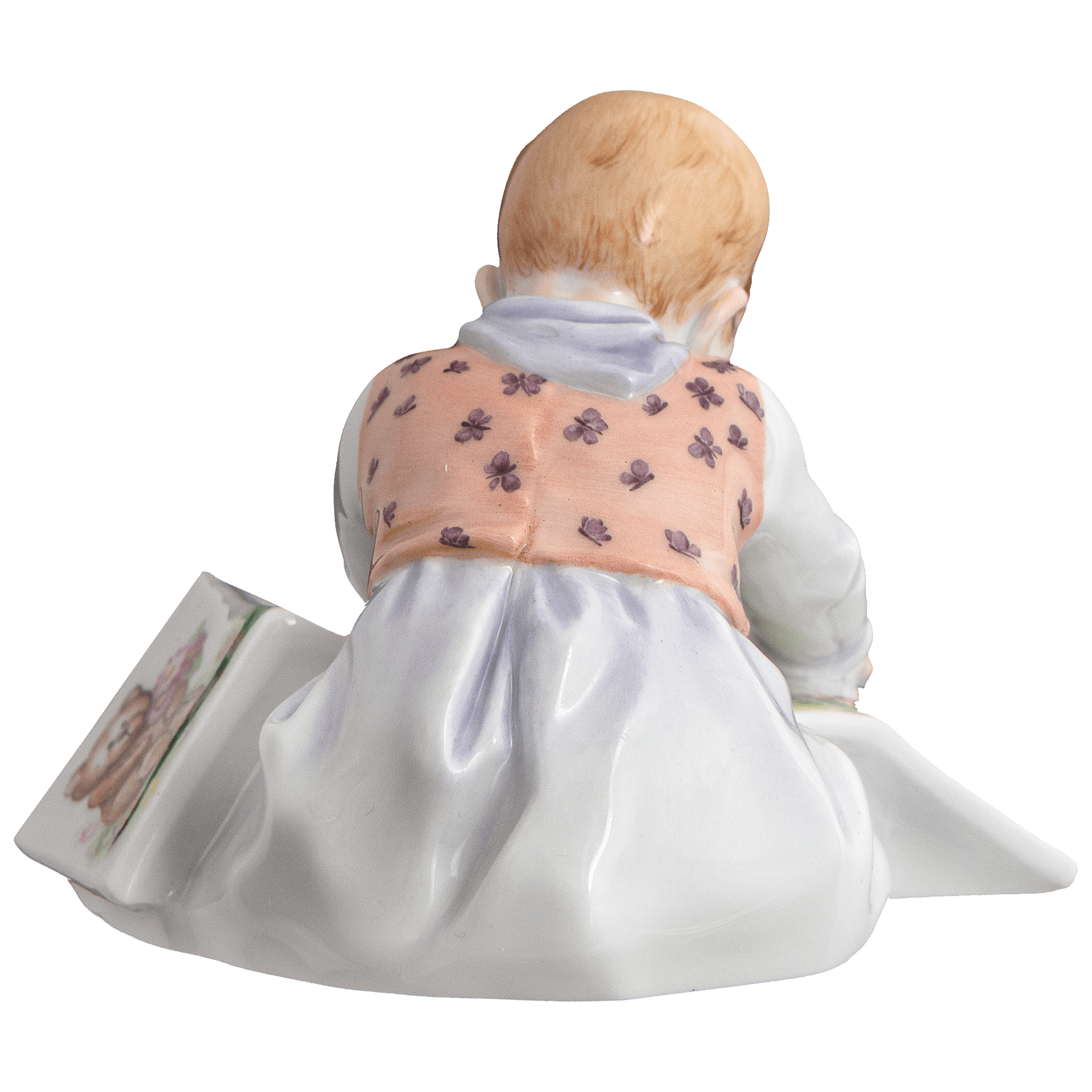 Mädchen mit Buch, Bunt staffiert mit Teddybuch, H 7 cm | Meissen Miniatur - Hentschelkinder 90A421 - 73476 - Meissen Weimar