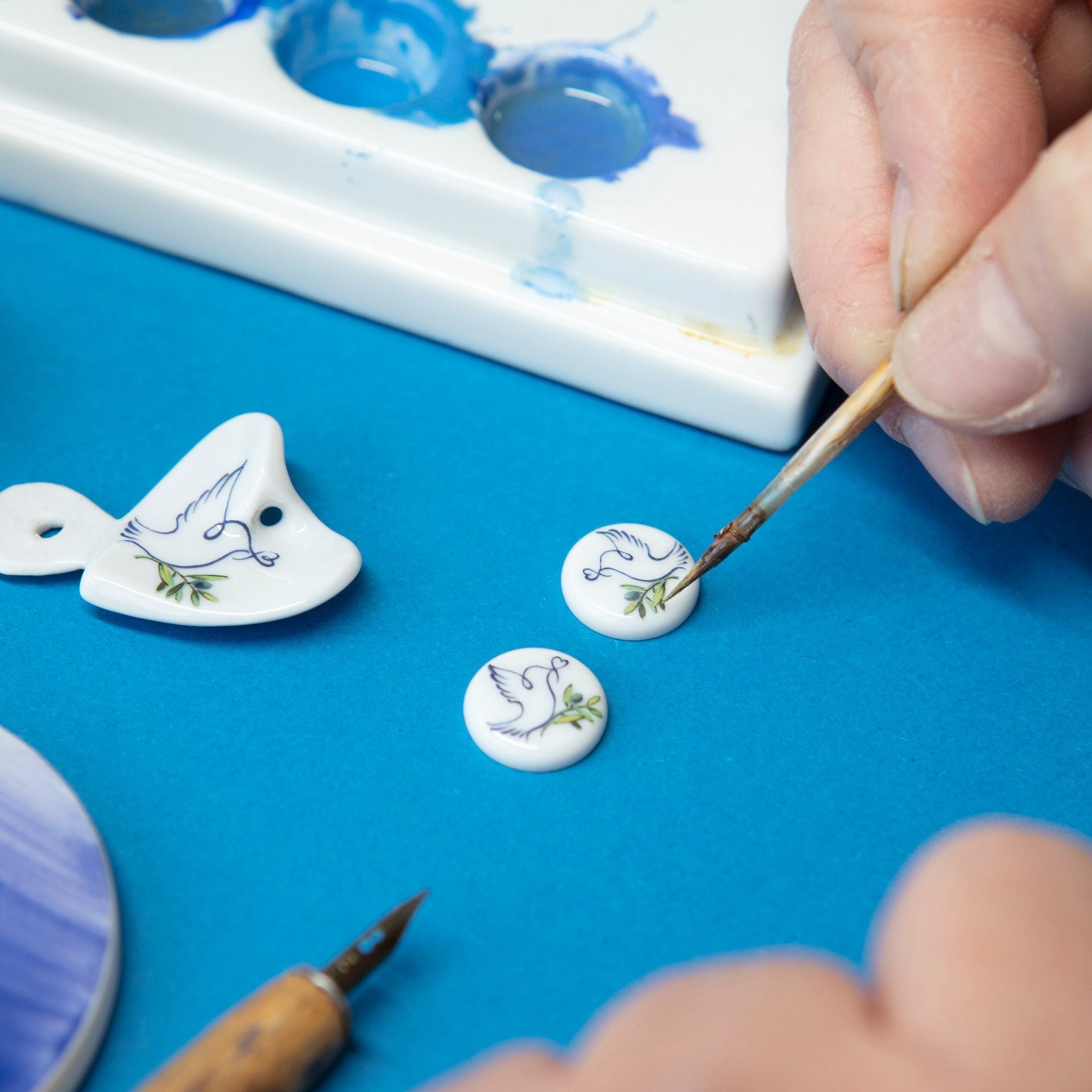 Manschettenknöpfe Taube mit Olivenzweig, Ø 1.8 cm, 2 - teilig | Meissen Schmuck Individuell mpj70toz930c - Meissen Weimar