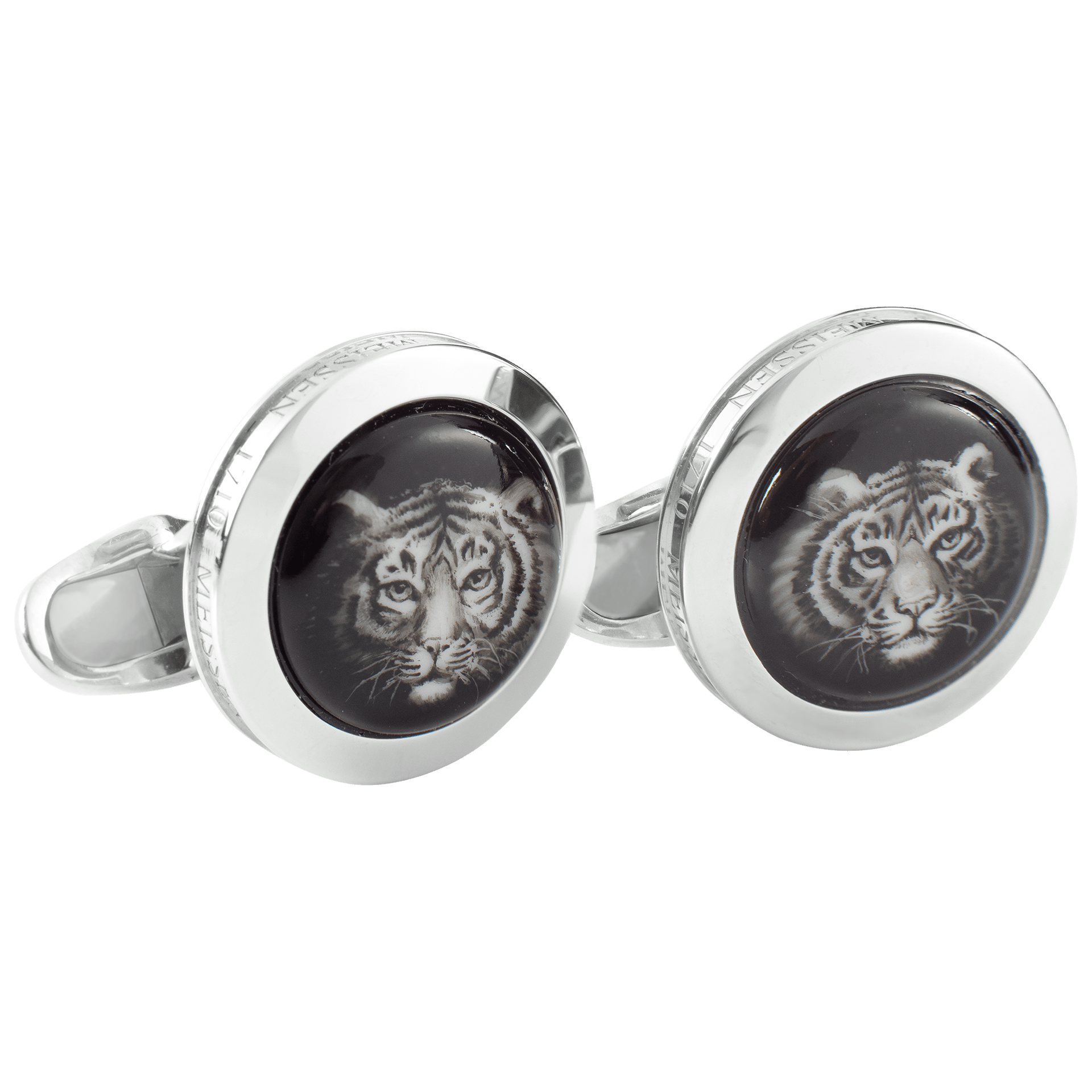 Manschettenknöpfe Tiger Motiv, Ø 1,8 cm, Paar | Meissen Herrenschmuck mpj70ti930c - Meissen Weimar