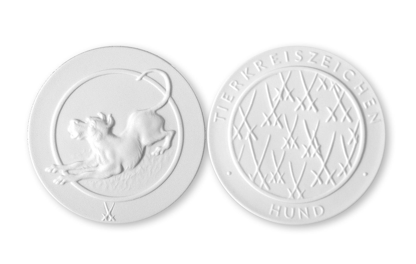 Medaille mit Künstlermarke 'Japanische Tierkreiszeichen', Hund, Ø 5 cm | Meissen Medaille 000003 - 98983 - Meissen Weimar