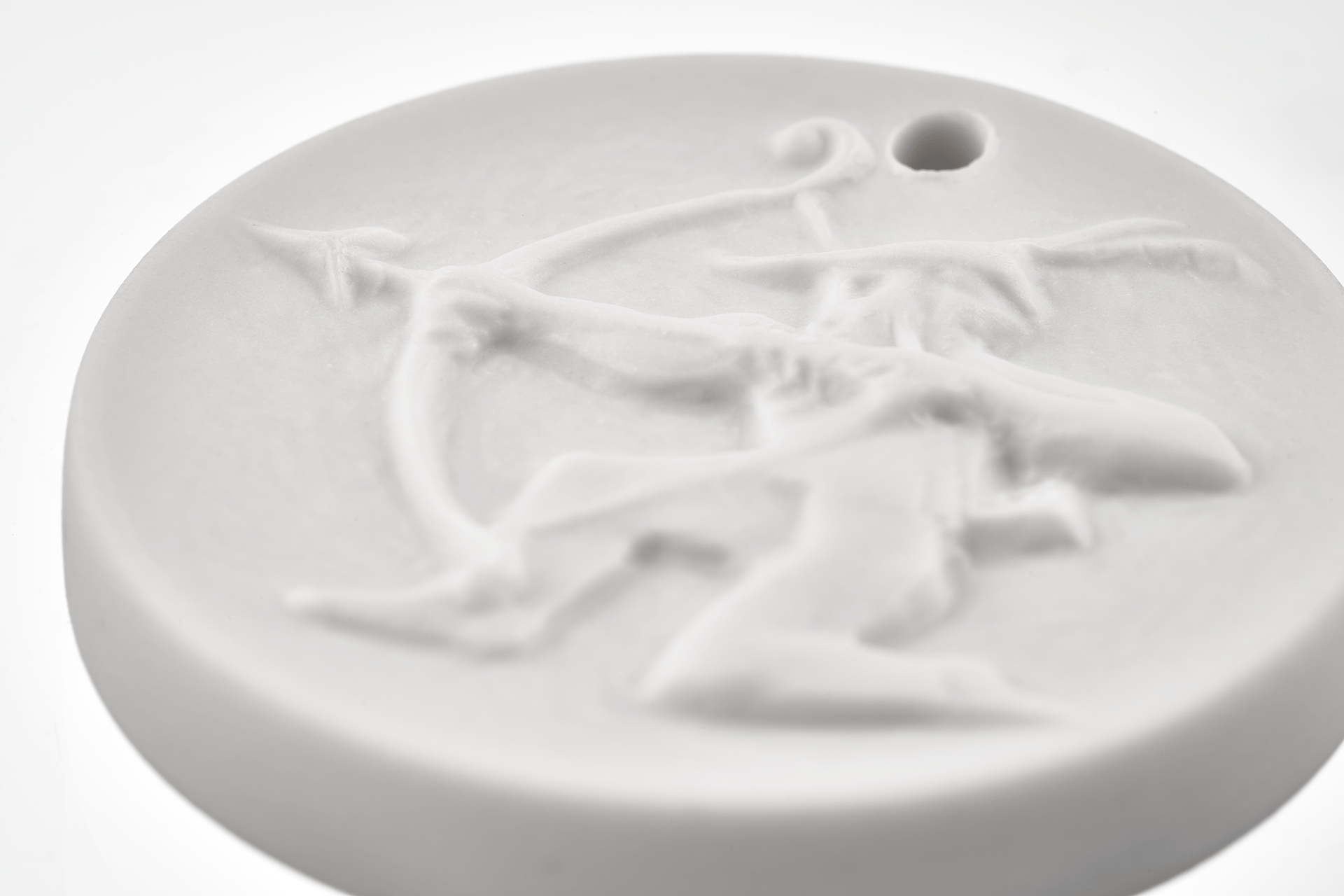 Medaille 'Schütze', Medaillen, weiß, Ø 3,6 cm | Meissen Medaille 000003 - 98C22 - Meissen Weimar