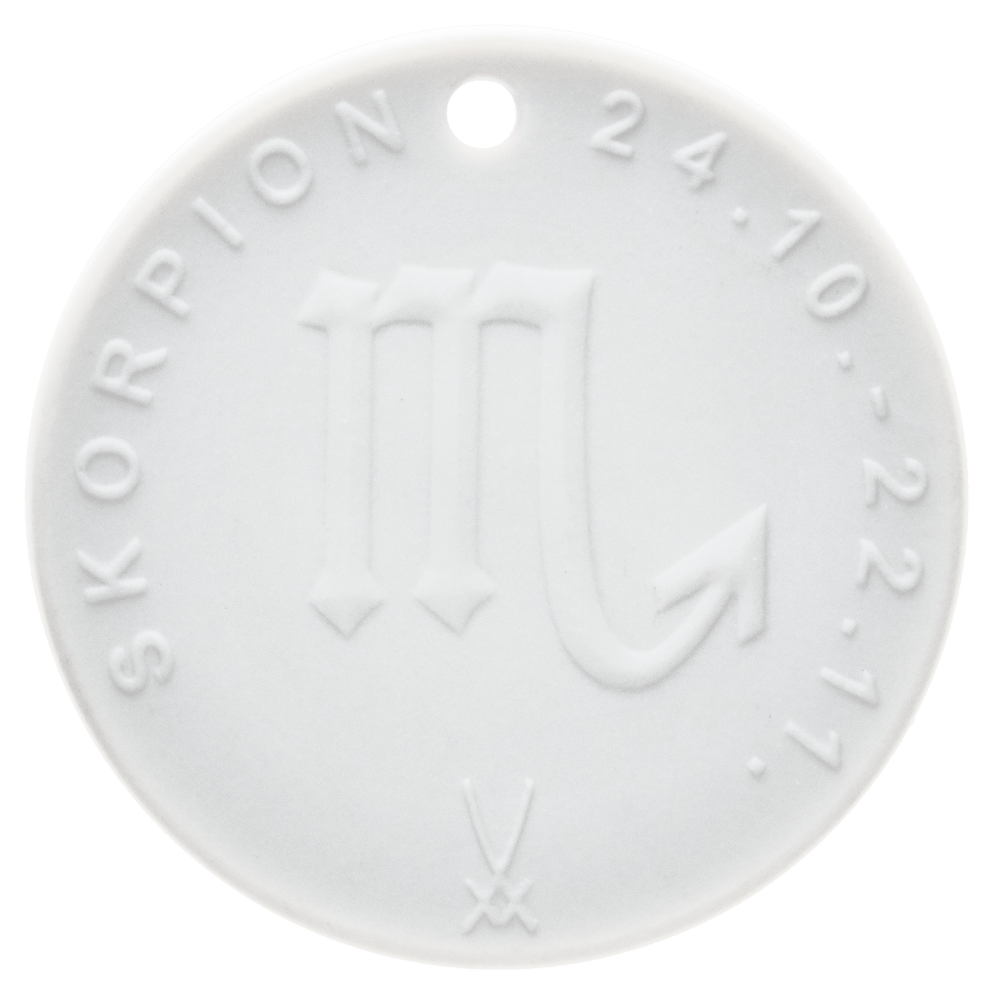 Medaille Skorpion, weiß, Ø 3,6 cm | Meissen Jahresmedaille 000003 - 98C21 - Meissen Weimar