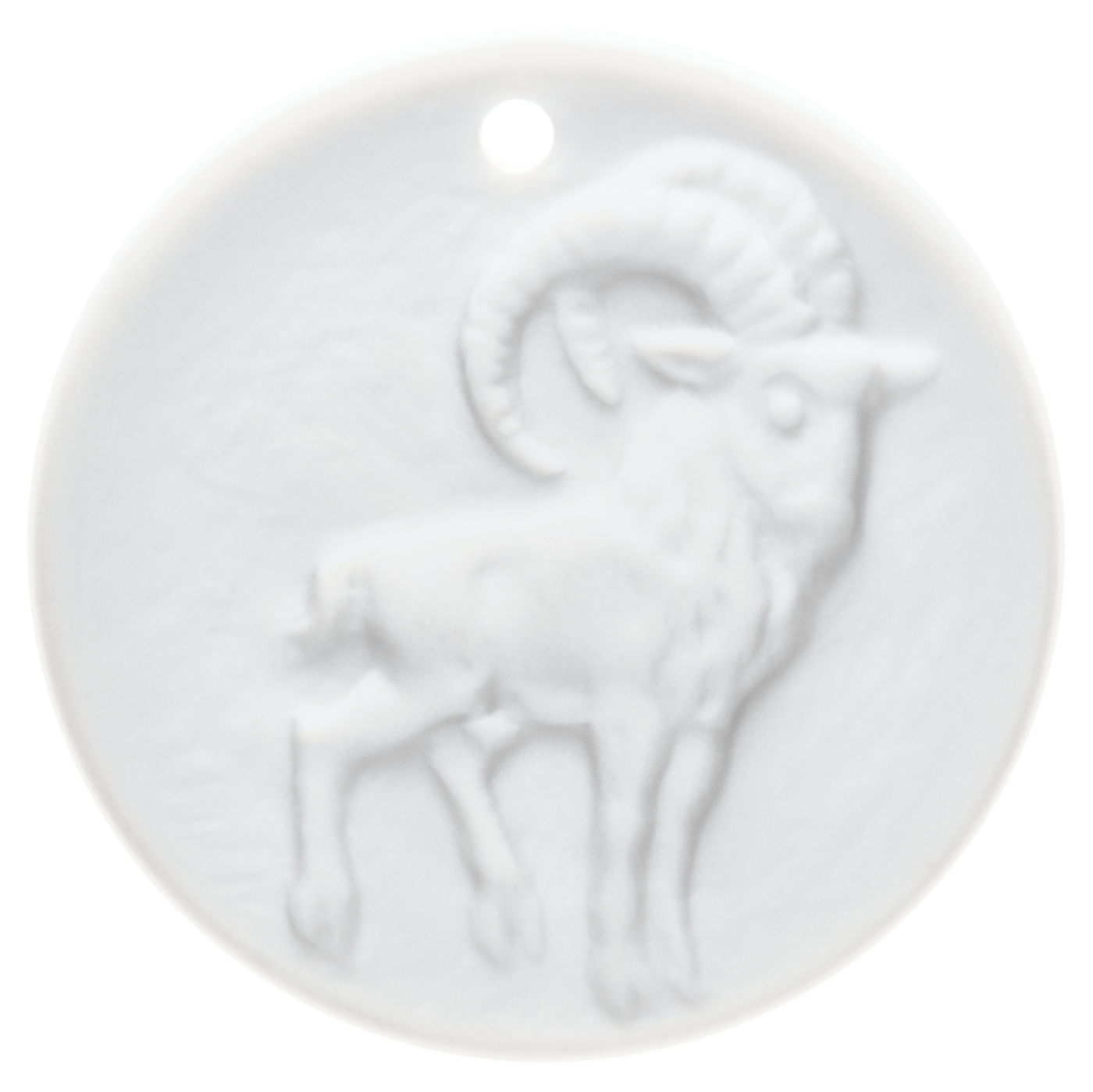 Medaille 'Steinbock', Medaillen, weiß, Ø 3,6 cm | Meissen Medaillen 000003 - 98C11 - Meissen Weimar