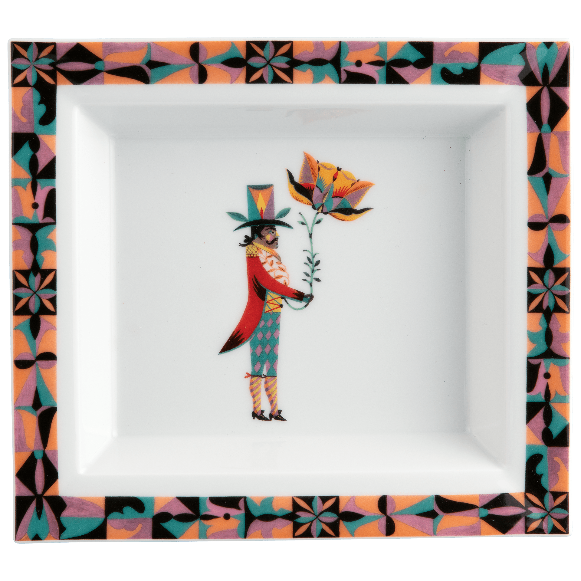 Meissen - Schale eckig , "Flower Ballet" - Mann, Olaf Hajek, 21x18,5 cm | The Meissen Vide - Poche - Collection 79A823 - 53274 - Meissen Weimar