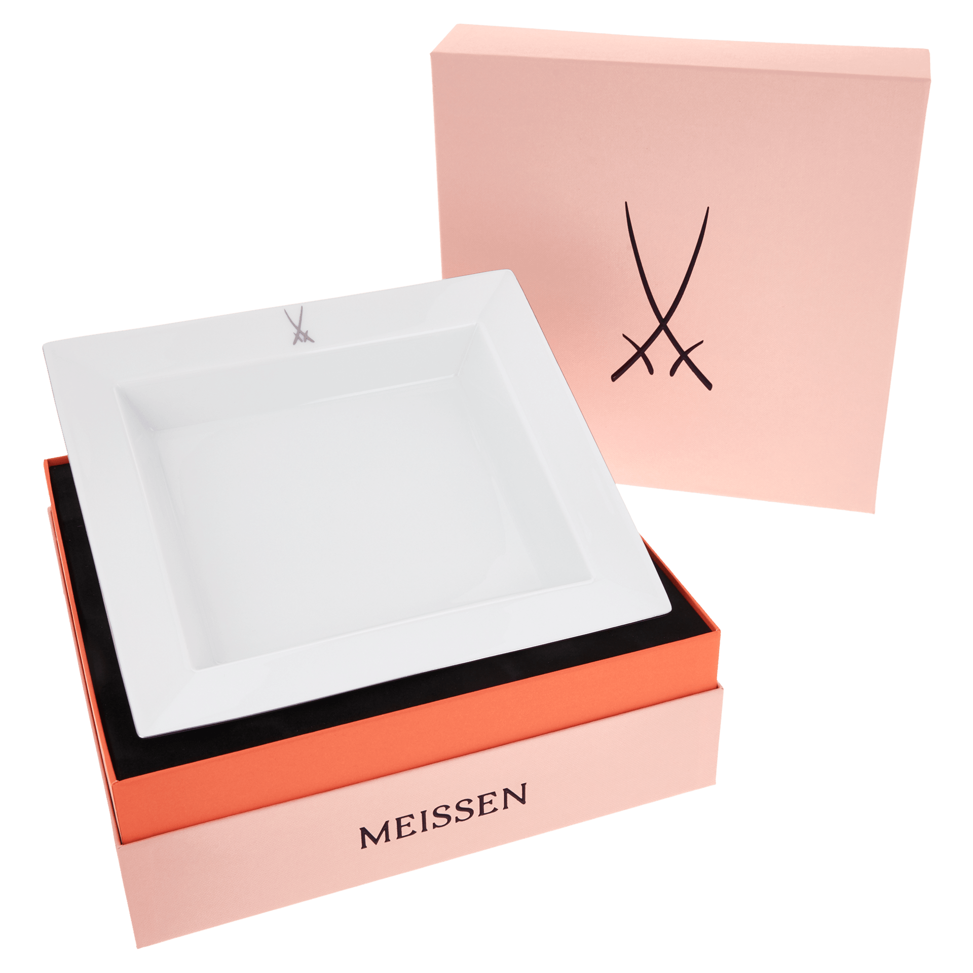 Meissen - Schale eckig, Platin - Schwert, 21x18,5 cm, | The Meissen Vide - Poche - Collection 999890 - 53274 - Meissen Weimar