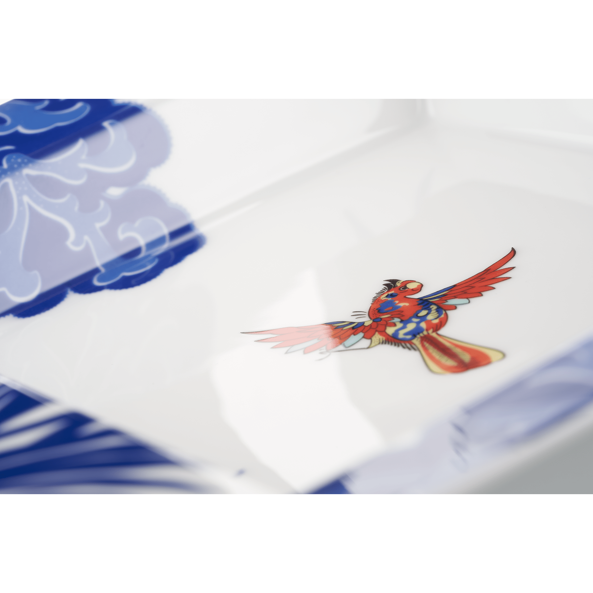 Meissen - Schale eckig,groß, "Indian Bird" Vogel in Wolken, 21x18,5cm | The Meissen Vide - Poche - Collection 79A445 - 53274 - Meissen Weimar