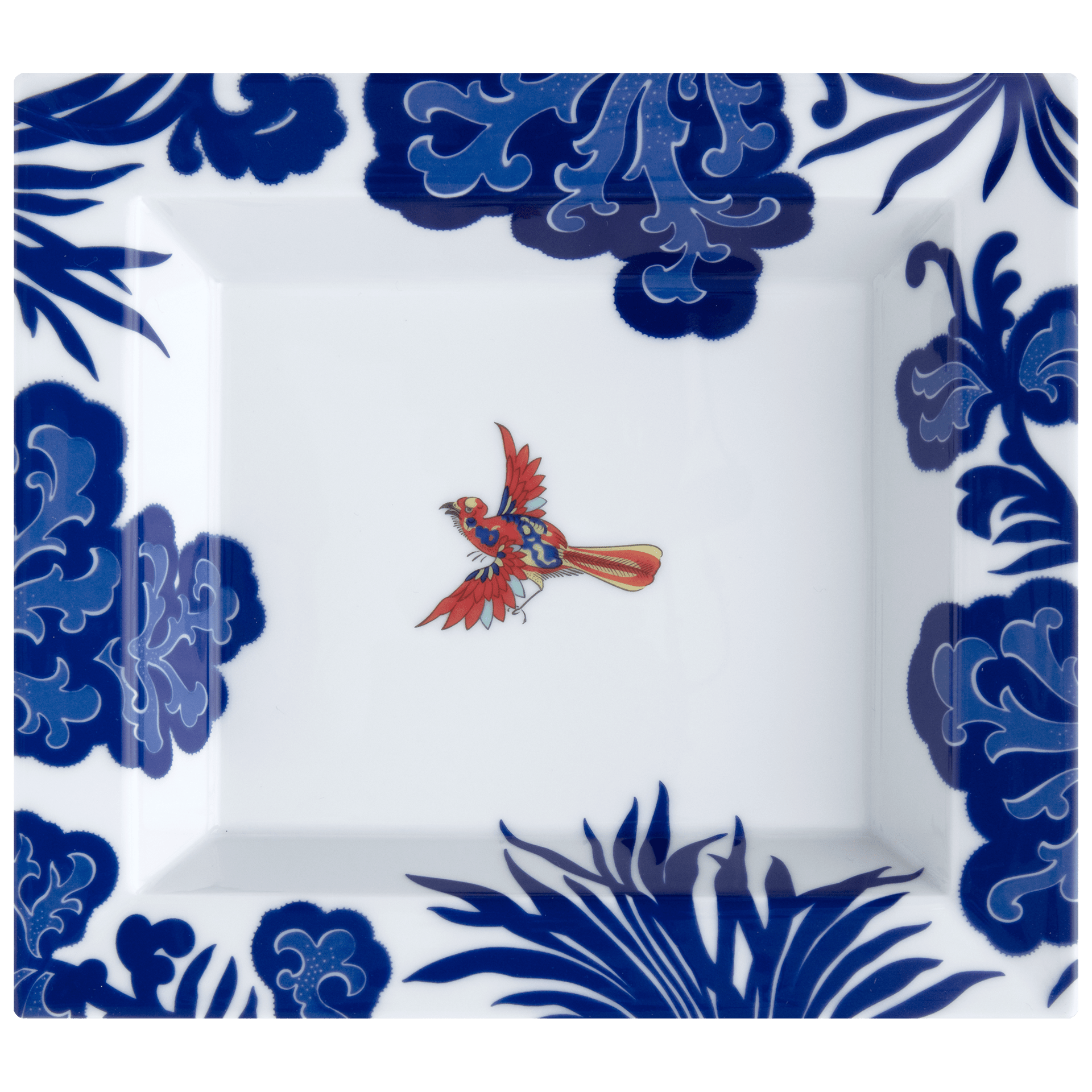 Meissen - Schale eckig,groß, "Indian Bird" Vogel in Wolken, 21x18,5cm | The Meissen Vide - Poche - Collection 79A445 - 53274 - Meissen Weimar