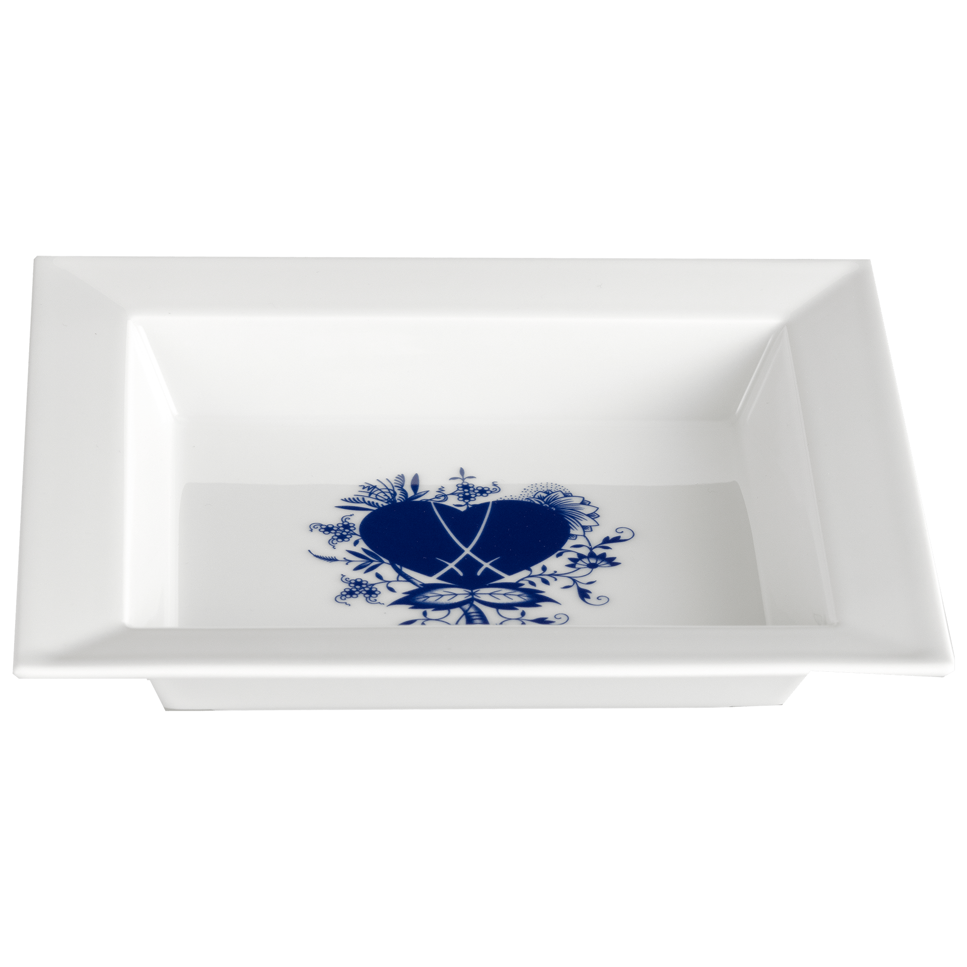Meissen - Schale groß eckig, 21x18,5 cm, "Blue Passion" Blaues Herz | The Meissen Vide - Poche - Collection 79A451 - 53274 - Meissen Weimar