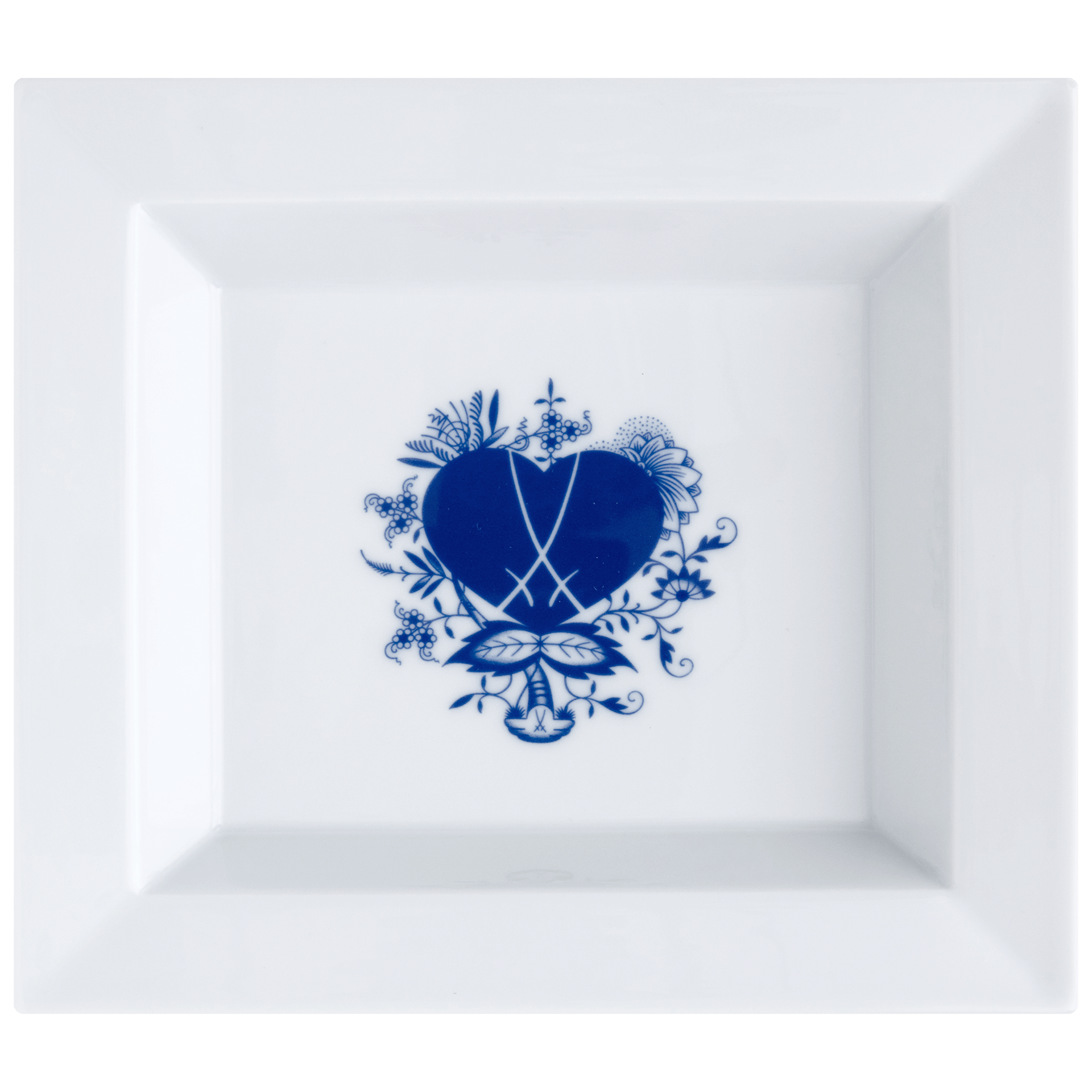 Meissen - Schale groß eckig, 21x18,5 cm, "Blue Passion" Blaues Herz | The Meissen Vide - Poche - Collection 79A451 - 53274 - Meissen Weimar