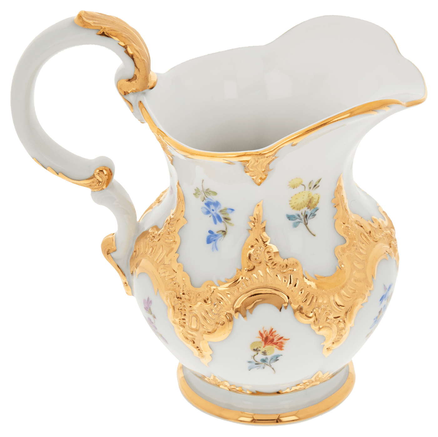 Milchkännchen Goldbronze gestreute Blümchen, H 13 cm | Meissen B - Form 010179 - 15765 - Meissen Weimar