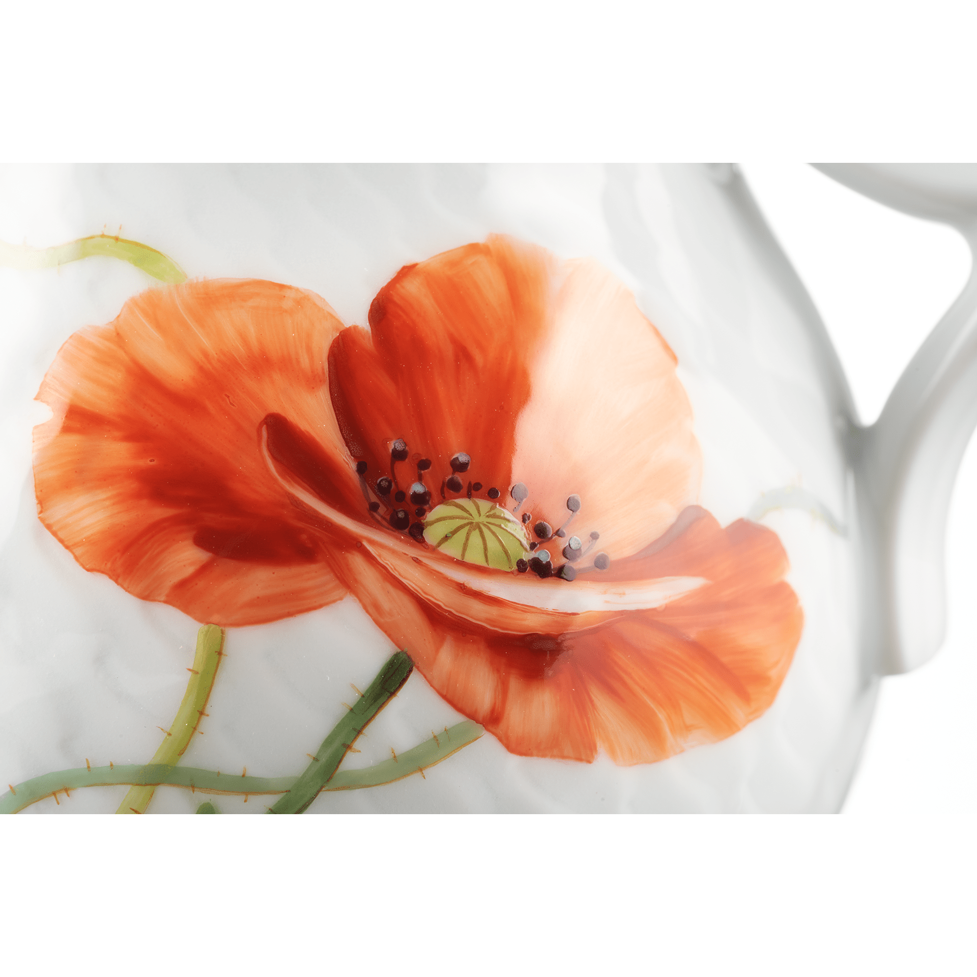 Milchkännchen, klein, Blumenmalerei "Wilder Mohn", rot, weißer Rand, V 0,12 l | Meissen Wellenspiel Relief 615201 - 29761 - Meissen Weimar