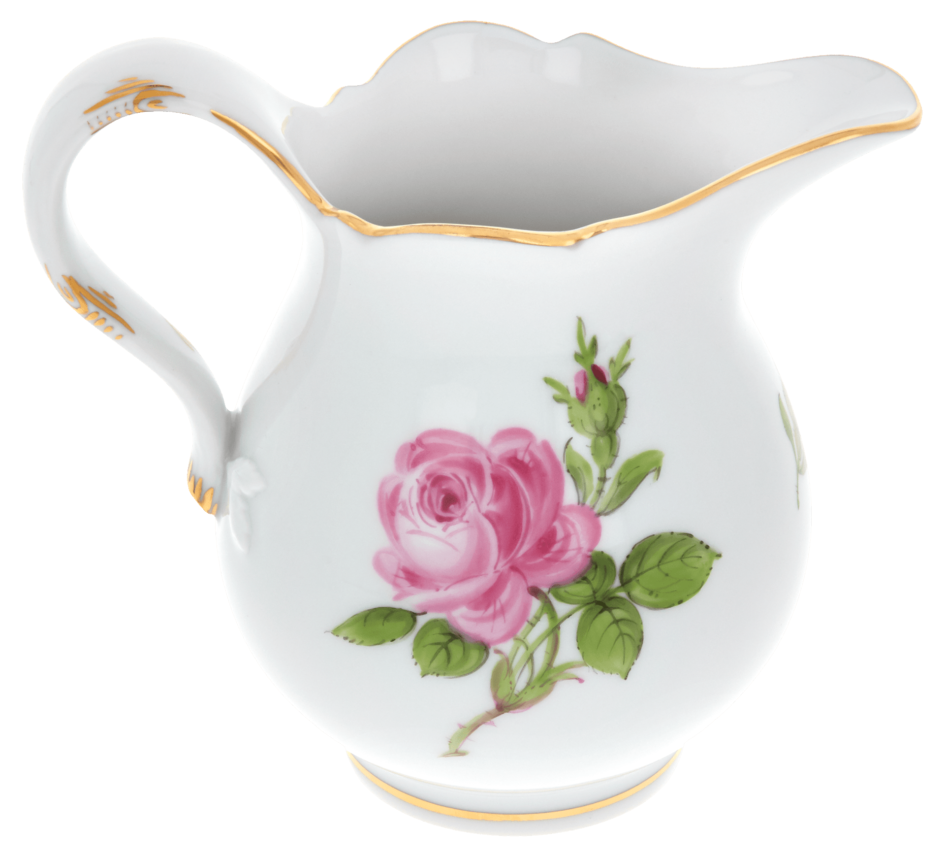 Milchkännchen, klein, Rose mitte, bunt, Goldrand, V 0,15 l | Meissen Neuer Ausschnitt 020110-00763 - Meissen Weimar