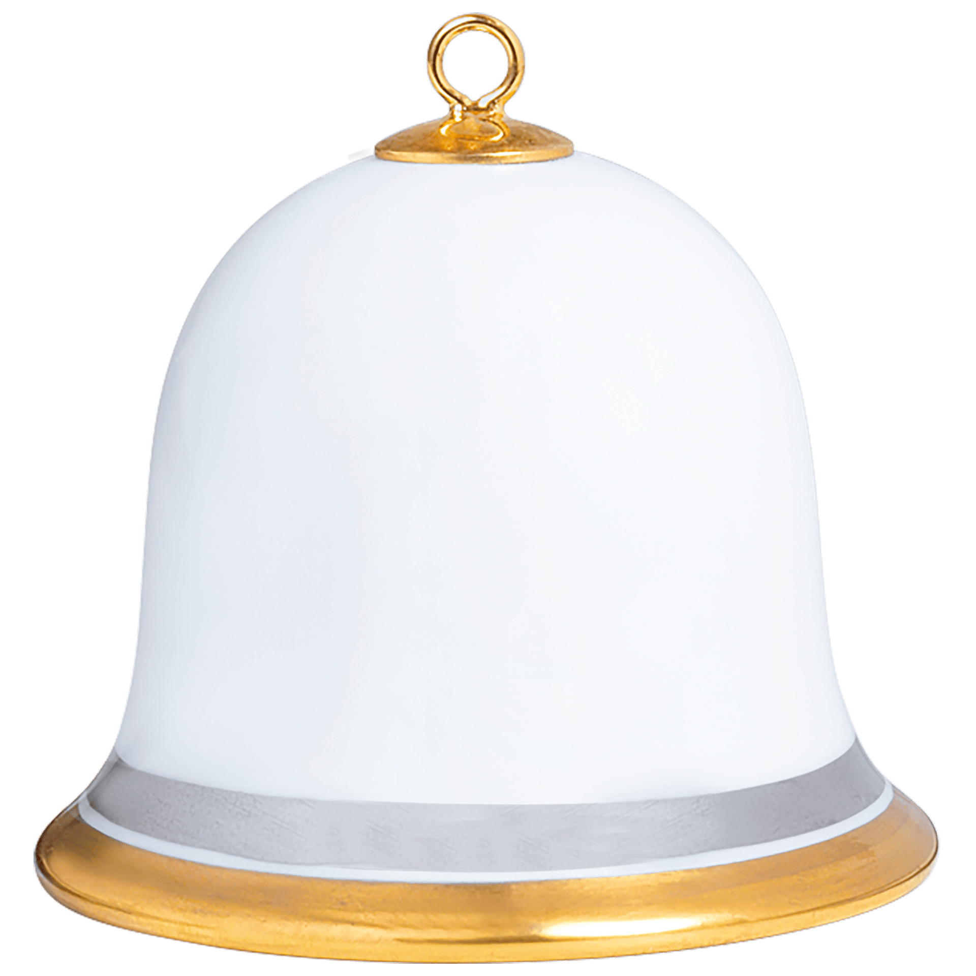 Miniatur - Glocke, Bänder in Platin und Gold, Markenzeichen Meissen, gold, H 5 cm | Meissen Zweigschmuck Glocken Kollektion 989590 - 55M02 - Meissen Weimar