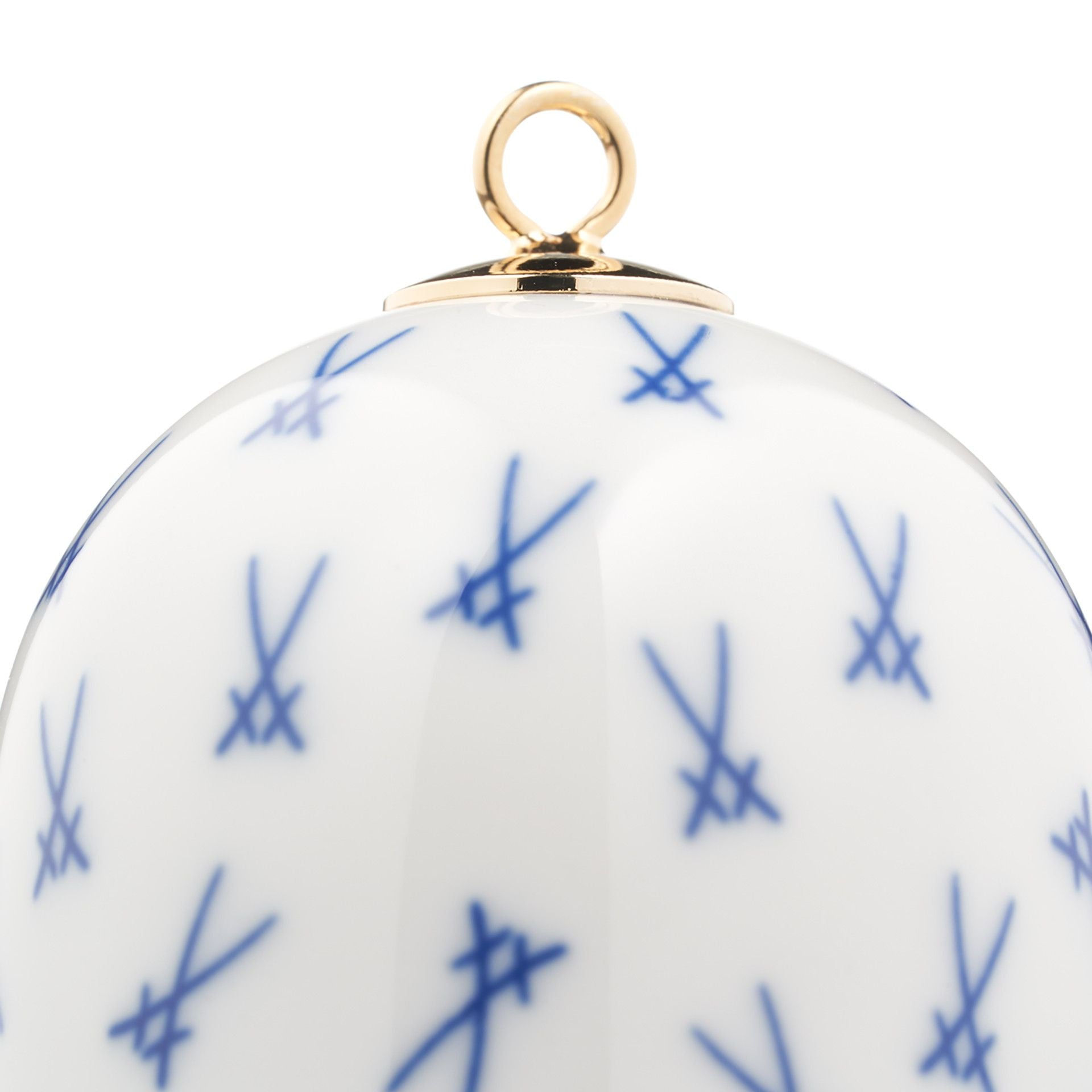 Miniatur - Glocke, Markenzeichen, gestreute Schwerter, kobaltblau, weißer Rand, H 5 cm | Meissen Zweigschmuck Glocken Kollektion 77A005 - 55M02 - Meissen Weimar