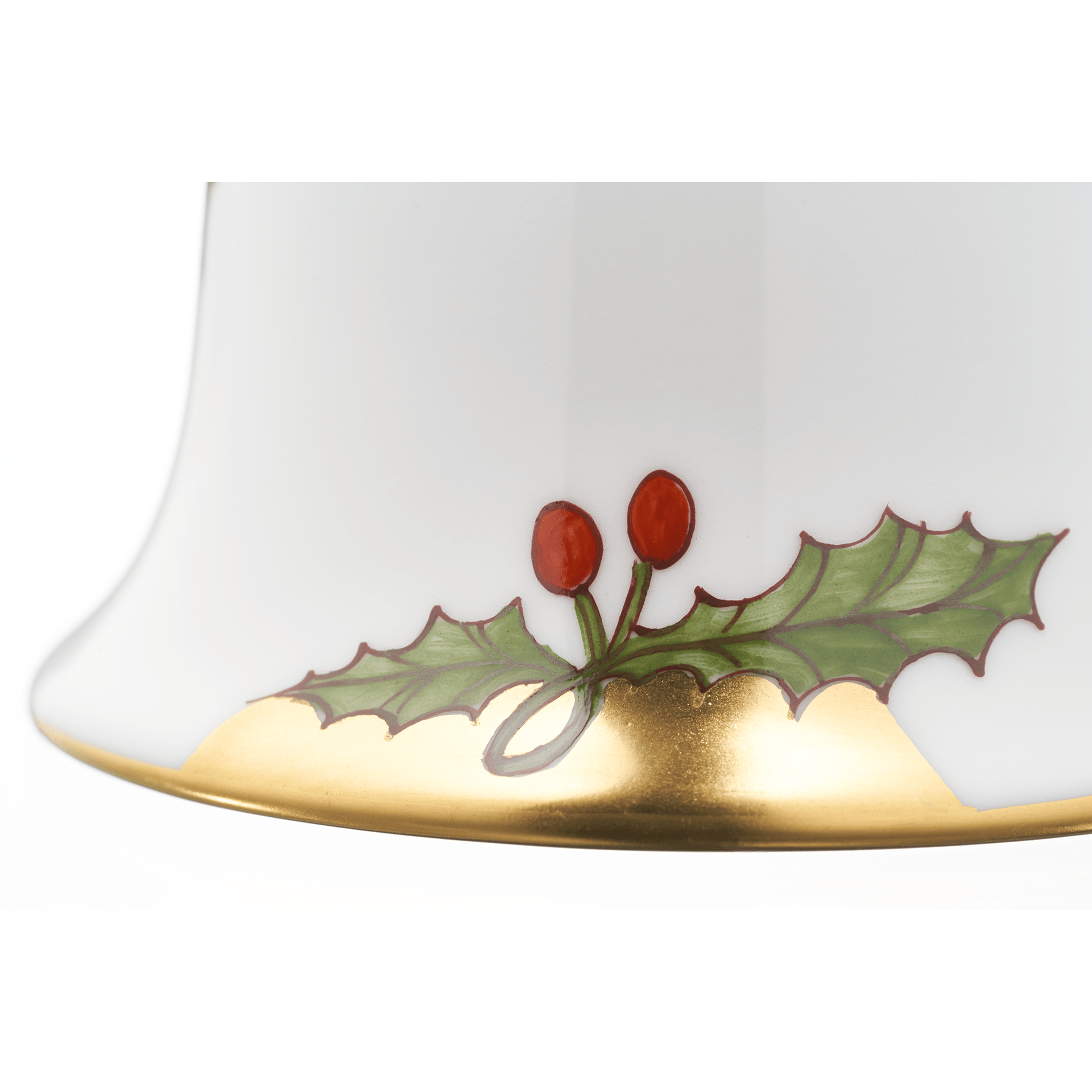 Miniatur - Glocke, Stechpalme, bunt und gold, Goldrand, H 5 cm | Meissen Zweigschmuck Glocken Kollektion 700210 - 55M02 - Meissen Weimar