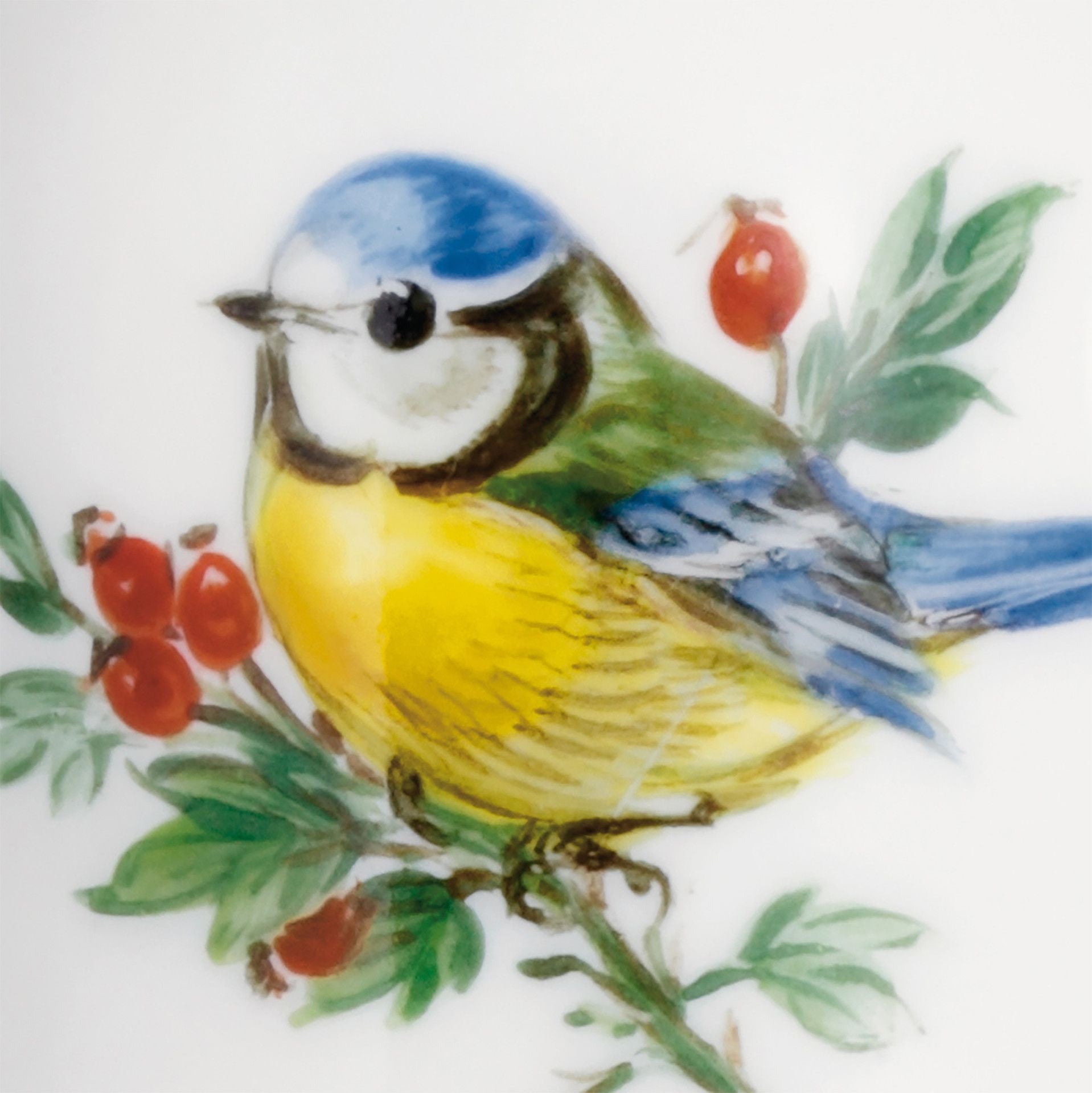 Miniatur - Glocke, Vogelmalerei, Blaumeise, Goldrand, H 5 cm | Meissen Zweigschmuck Glocken Kollektion 26C003 - 55M02 - Meissen Weimar