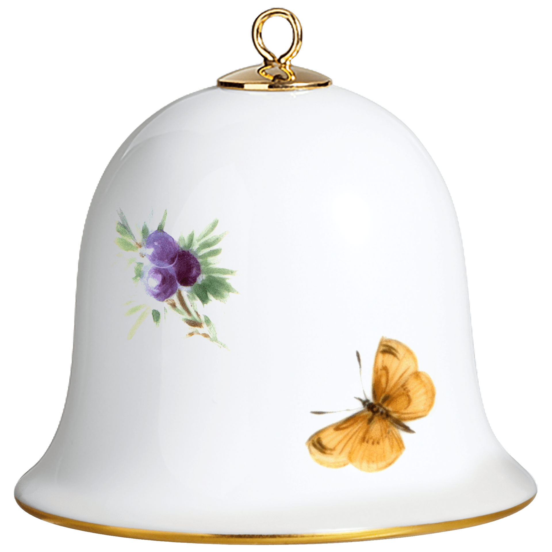 Miniatur - Glocke, Vogelmalerei, Blaumeise, Goldrand, H 5 cm | Meissen Zweigschmuck Glocken Kollektion 26C003 - 55M02 - Meissen Weimar