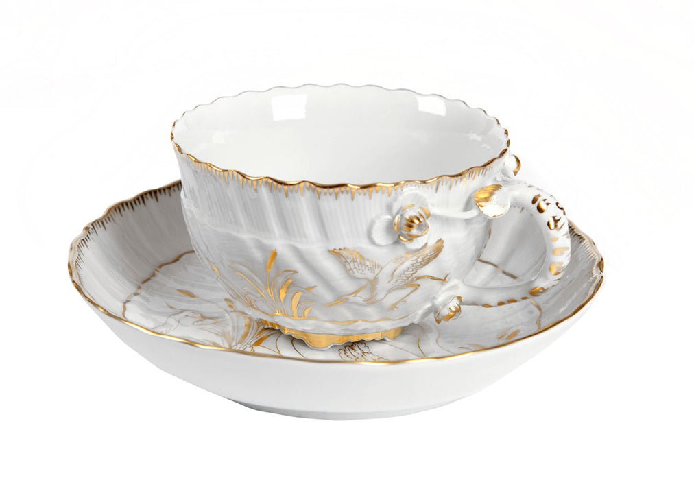 Mokkaservice Schwanendessin Capodimonte, Weiß mit Gold, 18 - teilig | Meissen Limitierte Meisterwerke 398984 - s0537 - Meissen Weimar