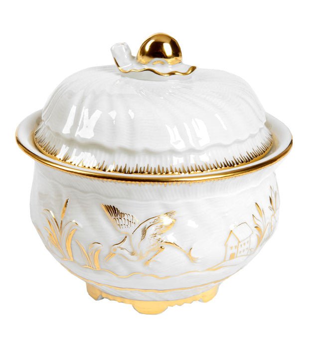 Mokkaservice Schwanendessin Capodimonte, Weiß mit Gold, 18 - teilig | Meissen Limitierte Meisterwerke 398984 - s0537 - Meissen Weimar