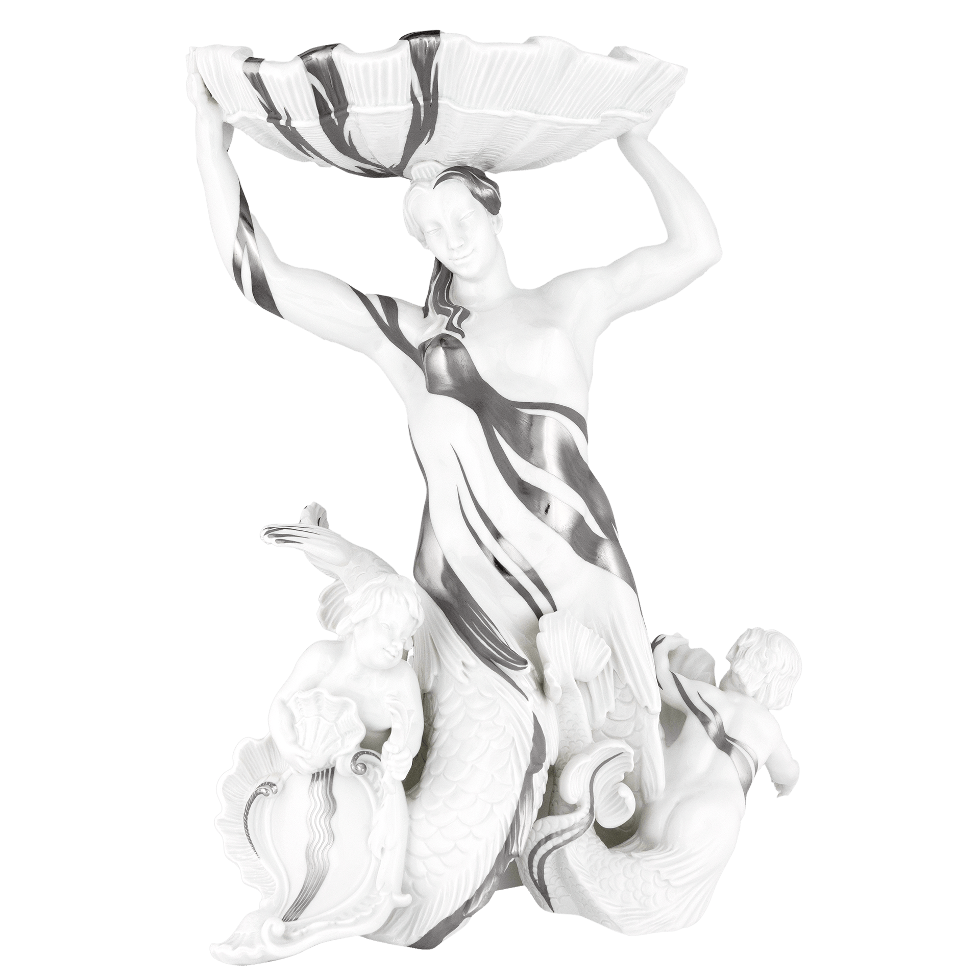 Nereide mit Schale, Platinmalerei, H 34 cm | Meissen Exklusiv - Kollektion 901280-80503 - Meissen Weimar