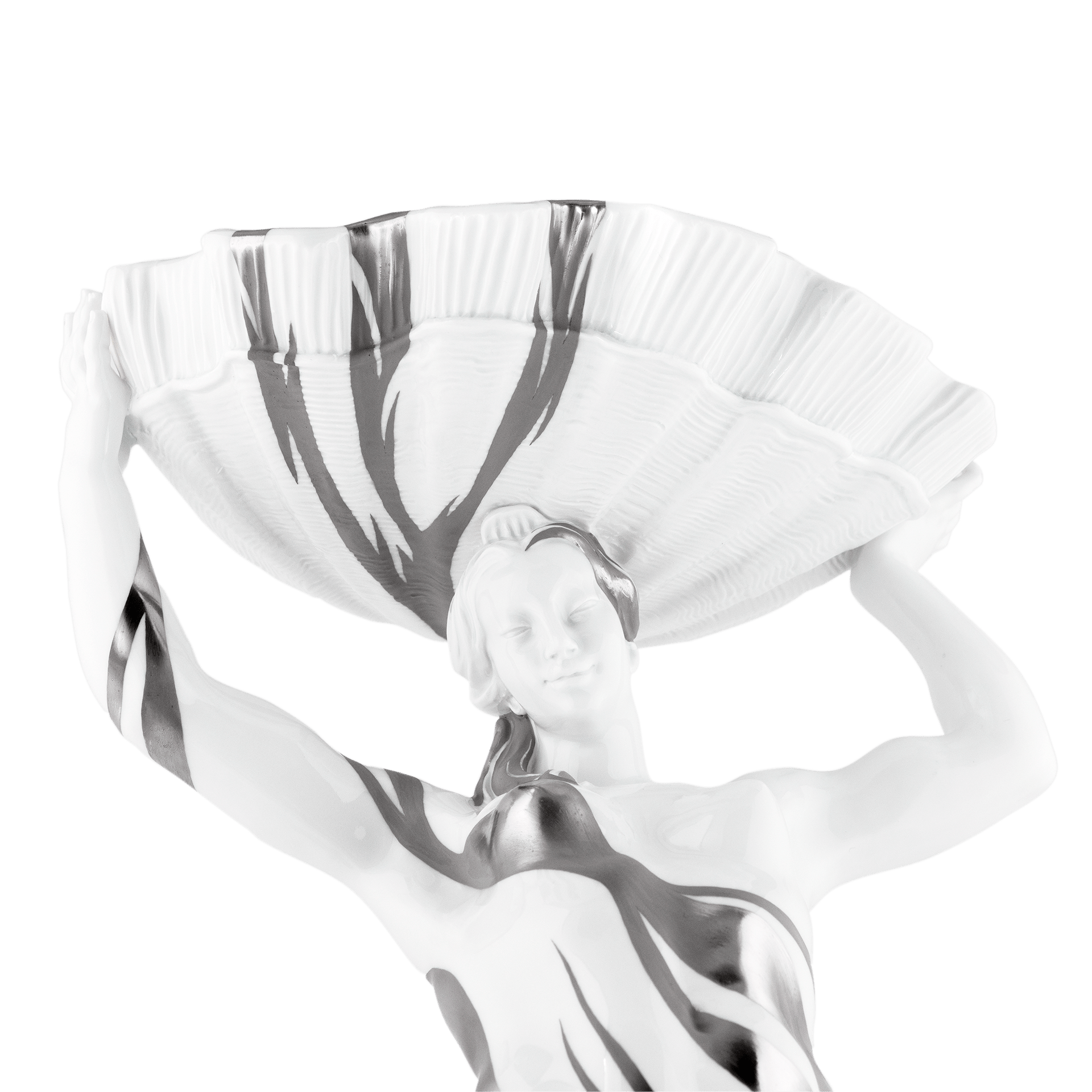 Nereide mit Schale, Platinmalerei, H 34 cm | Meissen Exklusiv - Kollektion 901280-80503 - Meissen Weimar