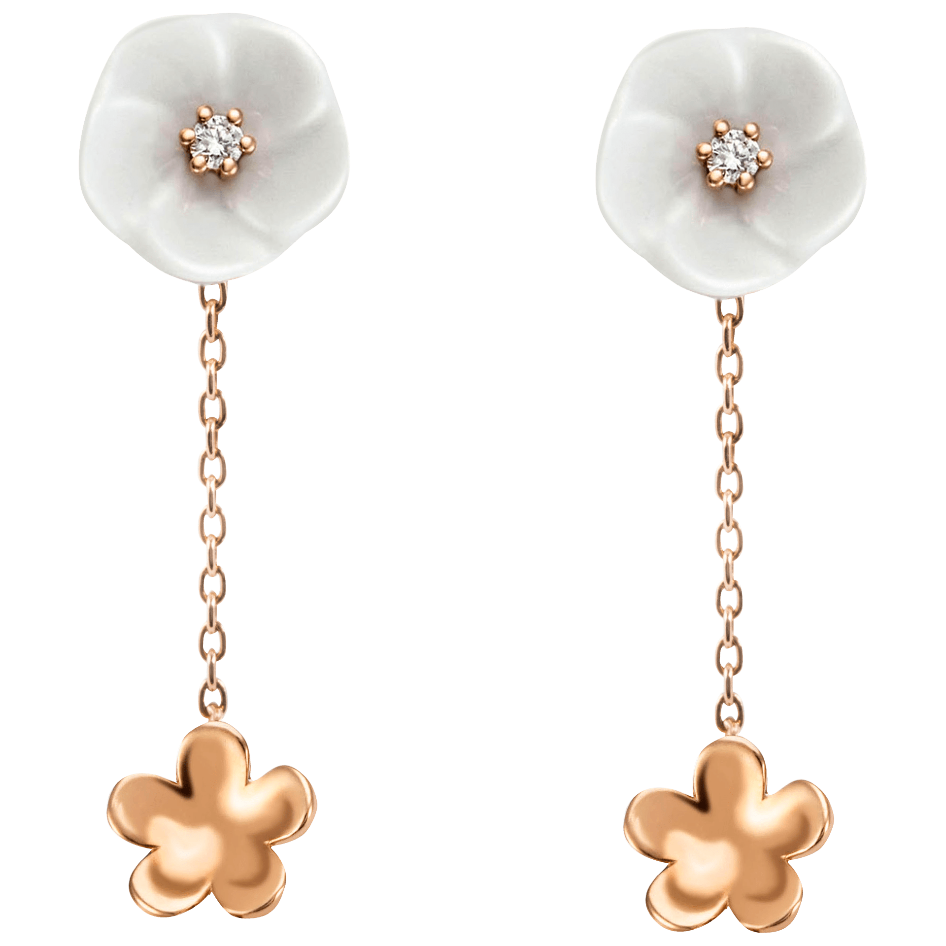 Ohrringe, Royal Blossom Bouquet, 2 Blüten, Roségold 750 | Meissen Royal Blossom Collection mpj55bl18600 - Meissen Weimar