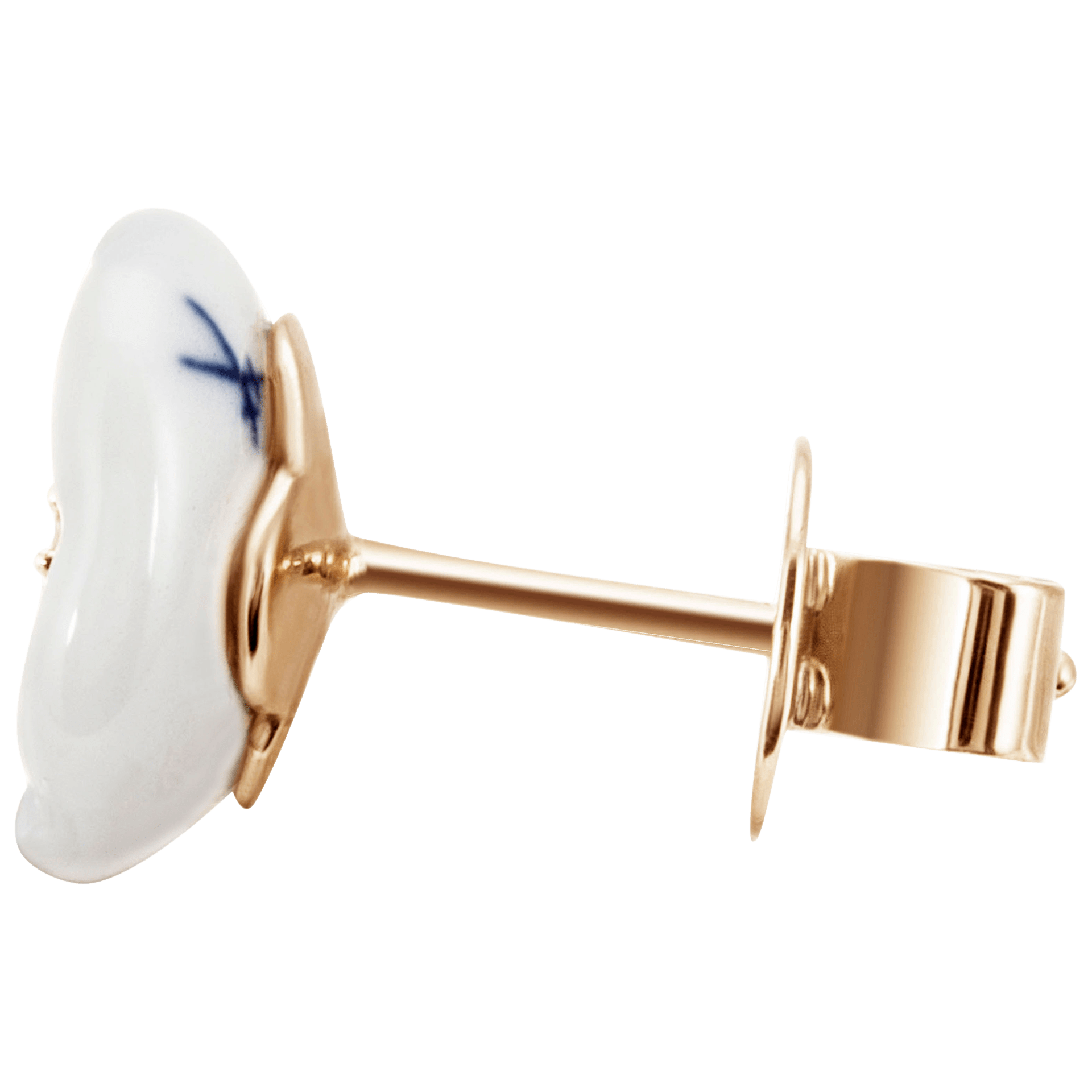 Ohrstecker Basic, 750 Roségold, 2 Porzellanblüten S mit je 1 Brillant je 0,02 ct, TW, VSI, Vollschliff Gut | Meissen Royal Blossom Collection MPJ50BL11600 - Meissen Weimar