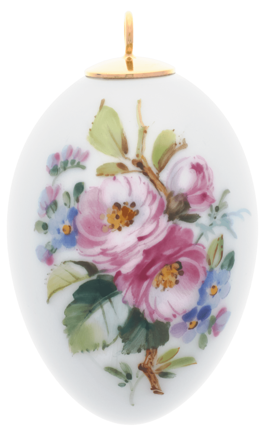 Osterei, Blumenmalerei Mandelröschen, H 5 cm | Meissen Zweigschmuck Osterei Kollektion 25c003 - 55m03 - Meissen Weimar