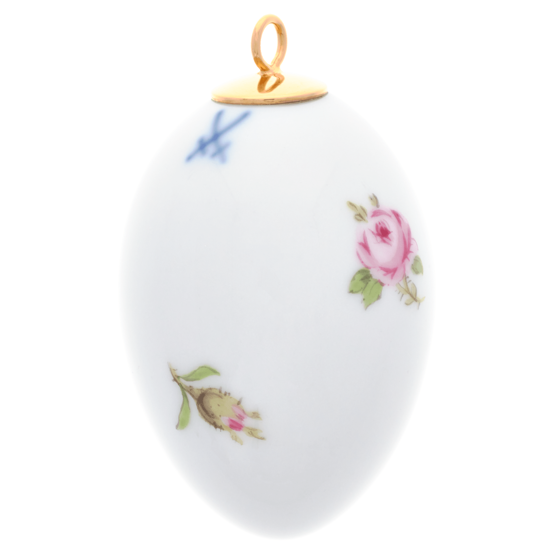 Osterei, Gestreute Röschen, bunt, weißer Rand, H 4,5 cm | Meissen Porzellan 019101 - 55M03 - Meissen Weimar