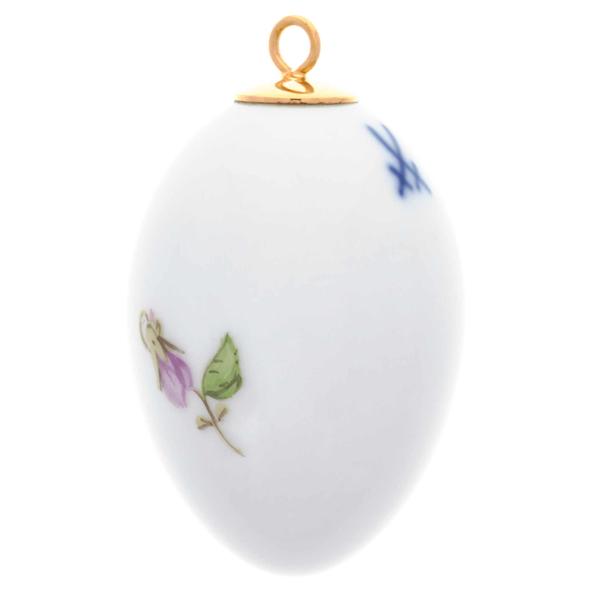 Osterei, Gestreute Veilchen, bunt, weißer Rand, H 4,5 cm | Meissen Zweigschmuck Osterei Kollektion 019801 - 55M03 - Meissen Weimar