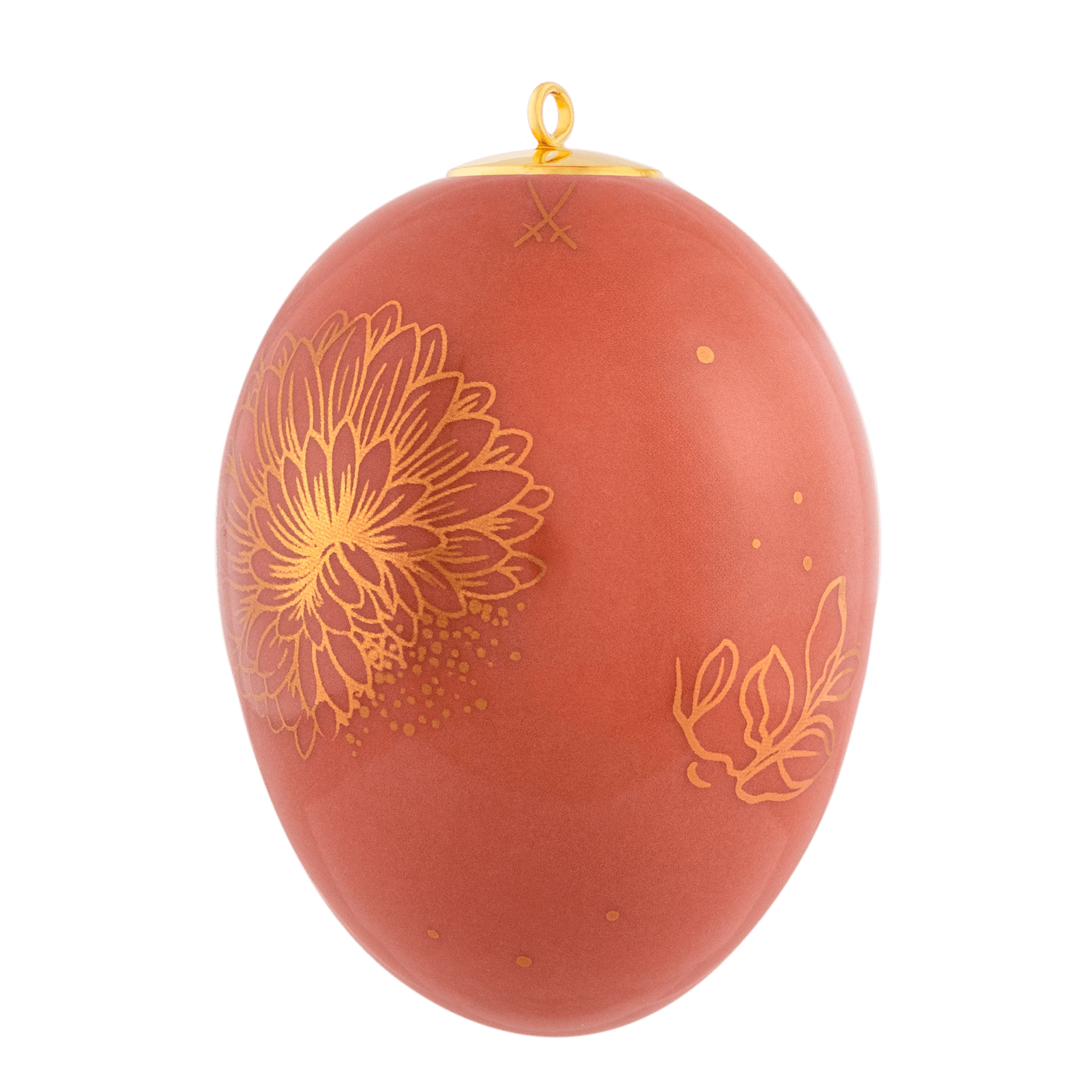 Osterei, groß, "Golden Onion Style", rot, H 7 cm | Meissen Zweigschmuck Osterei Kollektion 79B382 - 55N32 - Meissen Weimar