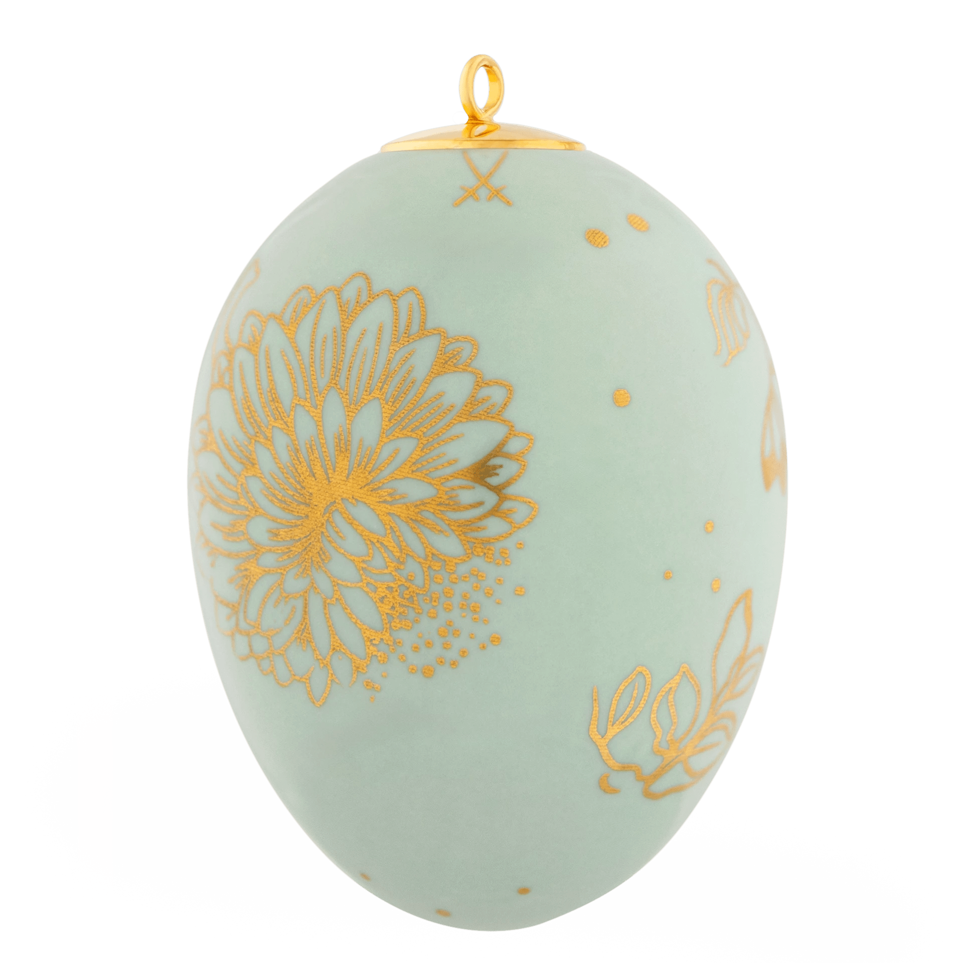 Osterei, groß, "Golden Onion Style", Seladon, H 7 cm | Meissen Zweigschmuck Osterei Kollektion 79B380 - 55N32 - Meissen Weimar