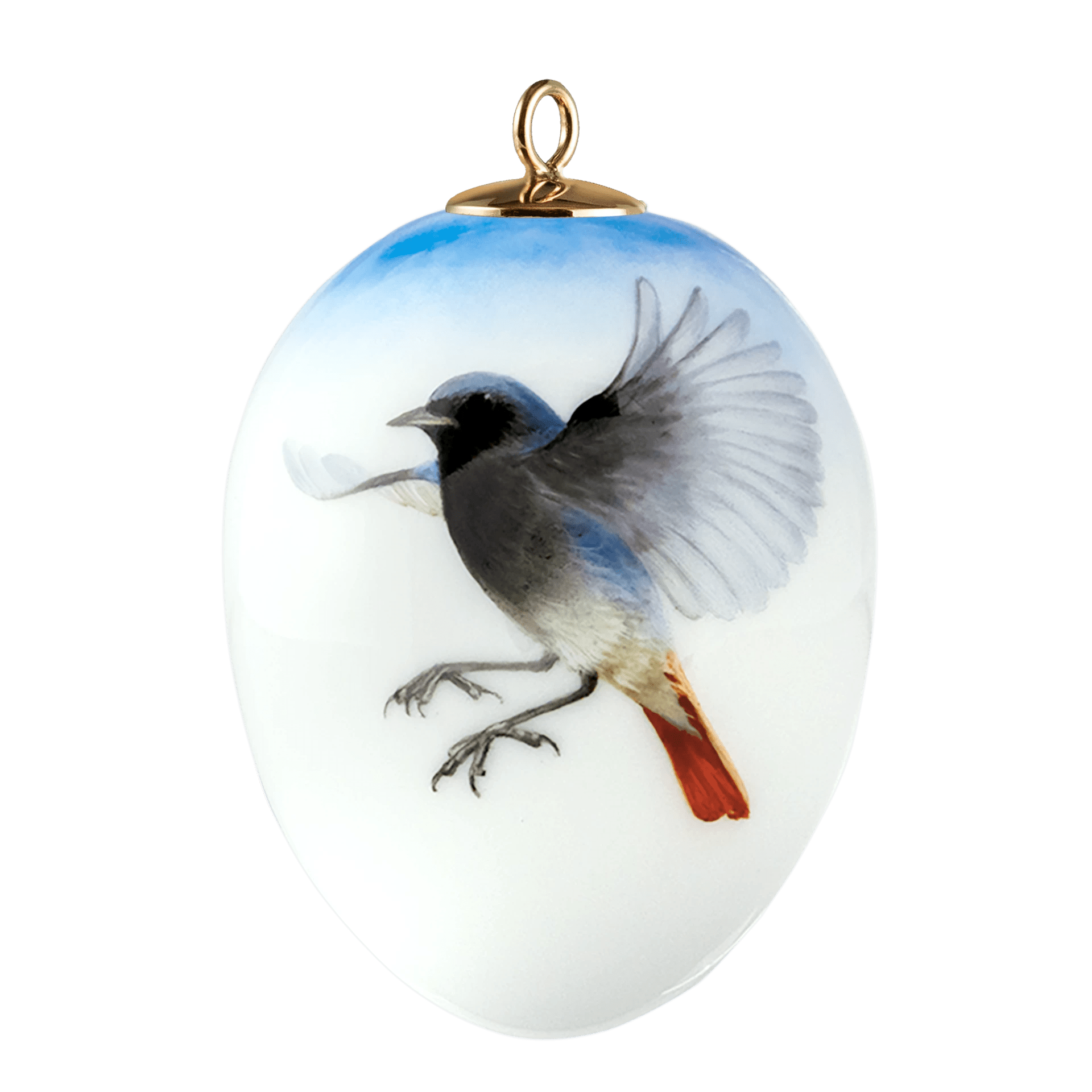 Osterei, groß, Hausrotschwanz, Vogel des Jahres 2025, H 7 cm | Meissen Zweigschmuck Osterei Kollektion 26A123 - 55N32 - Meissen Weimar