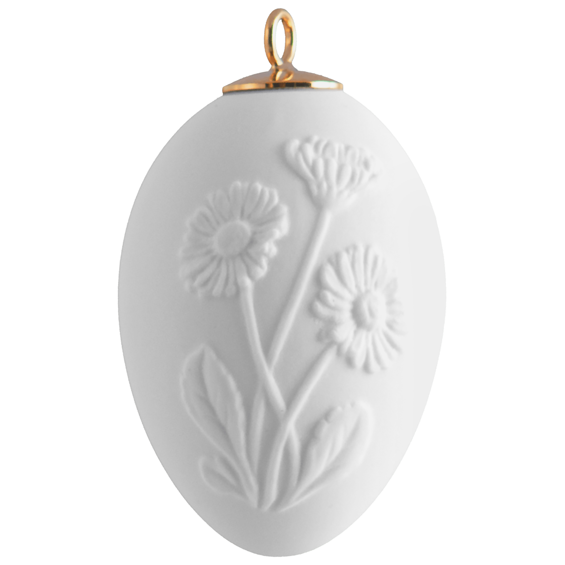 Osterei mit Relief, Gänseblümchen, Weiß, Biskuit, H 5 cm | Meissen Zweigschmuck Osterei Kollektion 001001 - 55M74 - Meissen Weimar
