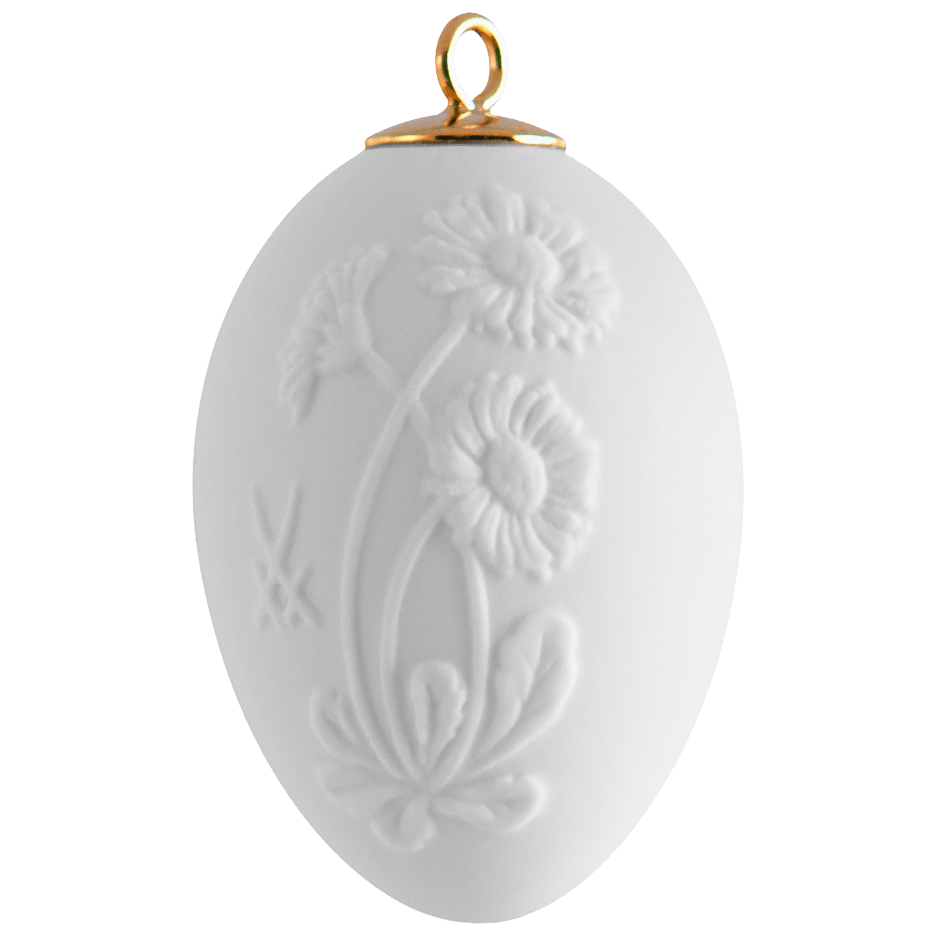 Osterei mit Relief, Gänseblümchen, Weiß, Biskuit, H 5 cm | Meissen Zweigschmuck Osterei Kollektion 001001 - 55M74 - Meissen Weimar