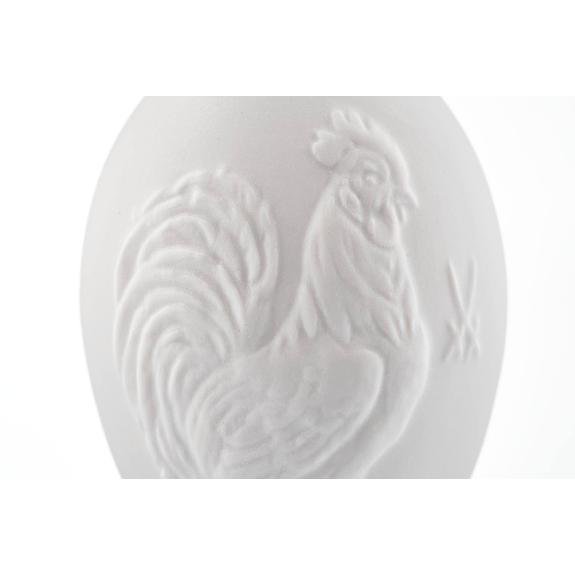Osterei mit Relief, Hahn und Henne, Weiß, Biskuit, H 5 cm | Meissen Zweigschmuck Osterei Kollektion 001001 - 55M67 - Meissen Weimar