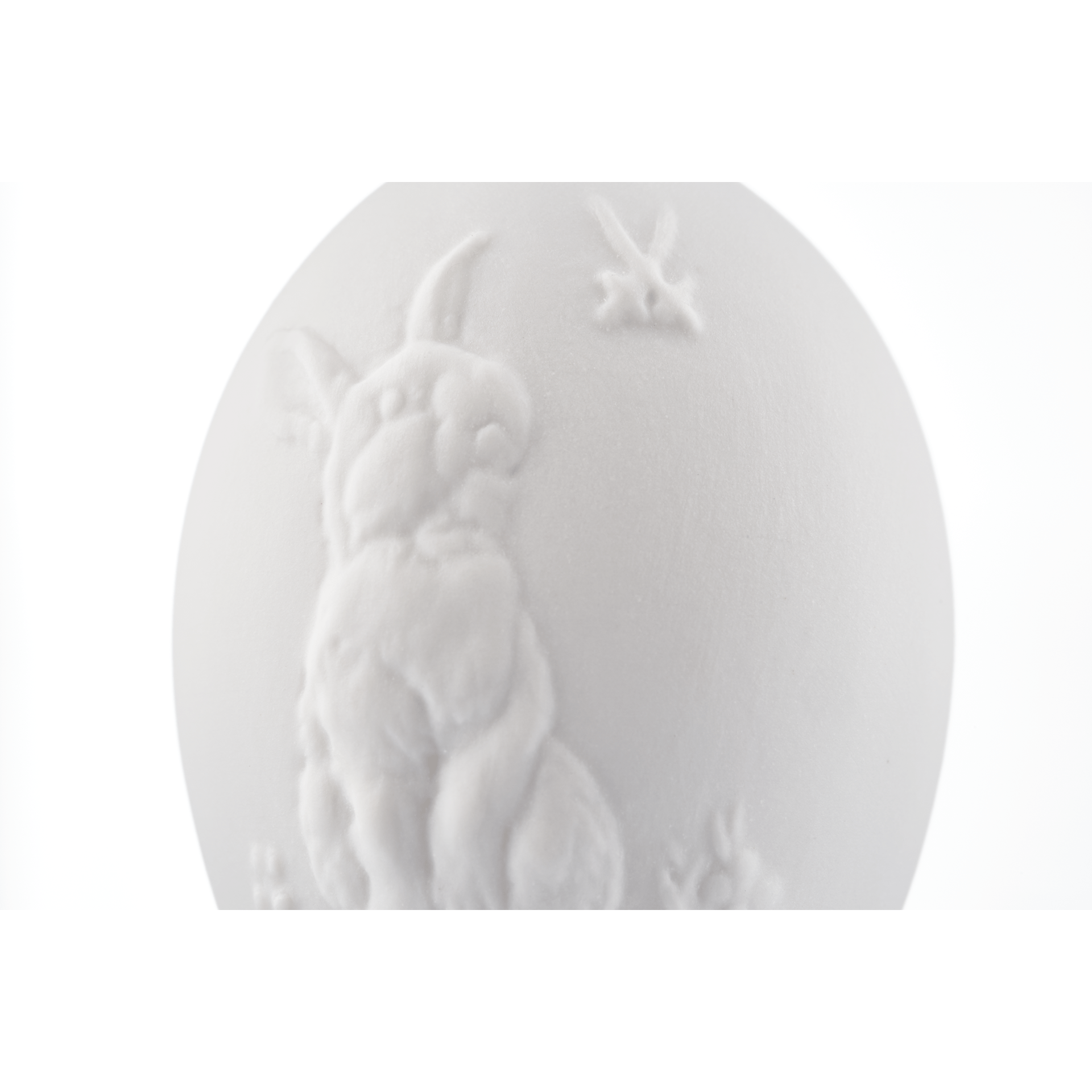 Osterei mit Relief, Hase, Weiß, Biskuit, H 5,5 cm | Meissen Zweigschmuck Osterei Kollektion 001001 - 55M30 - Meissen Weimar