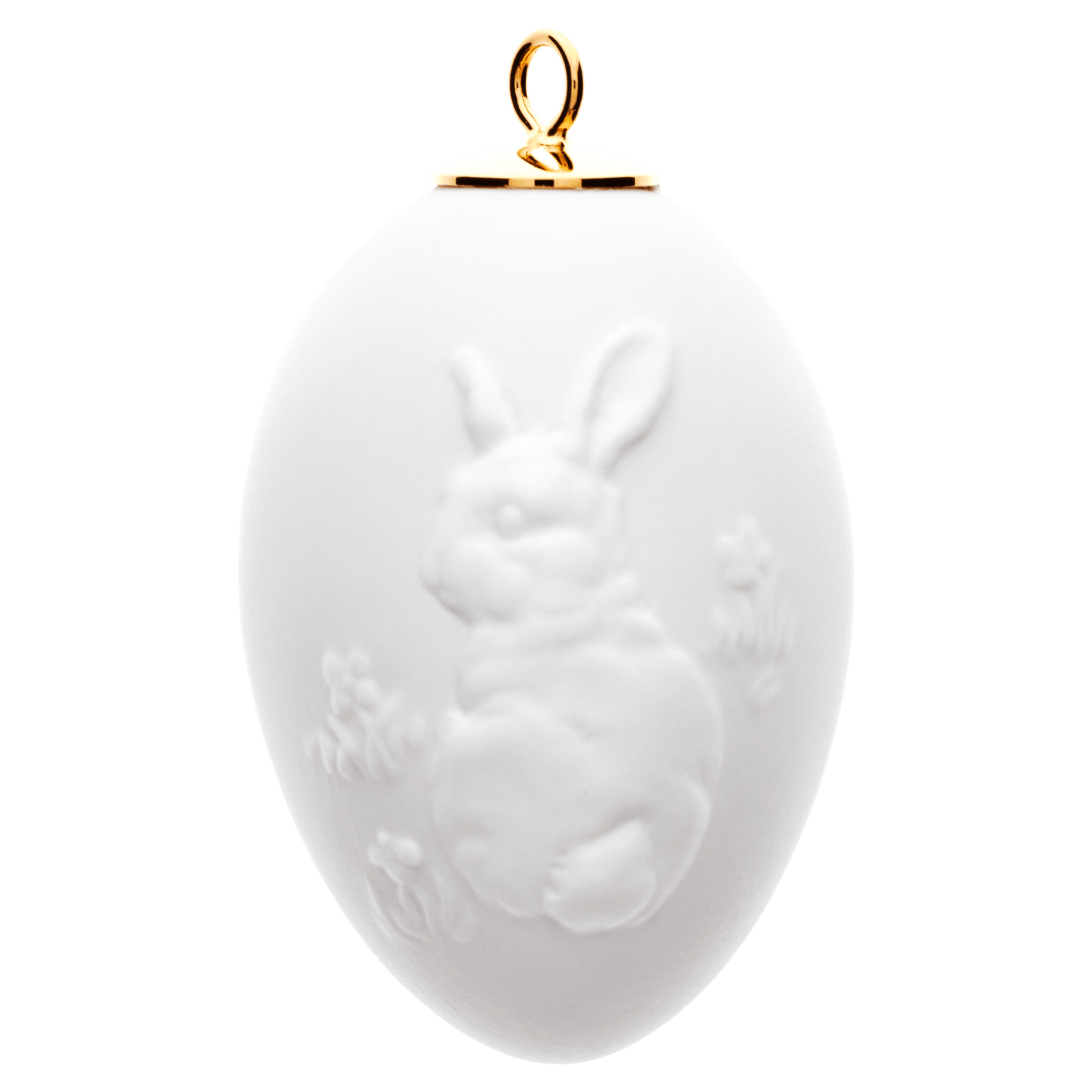 Osterei mit Relief, Hase, Weiß, Biskuit, H 5,5 cm | Meissen Zweigschmuck Osterei Kollektion 001001 - 55M30 - Meissen Weimar