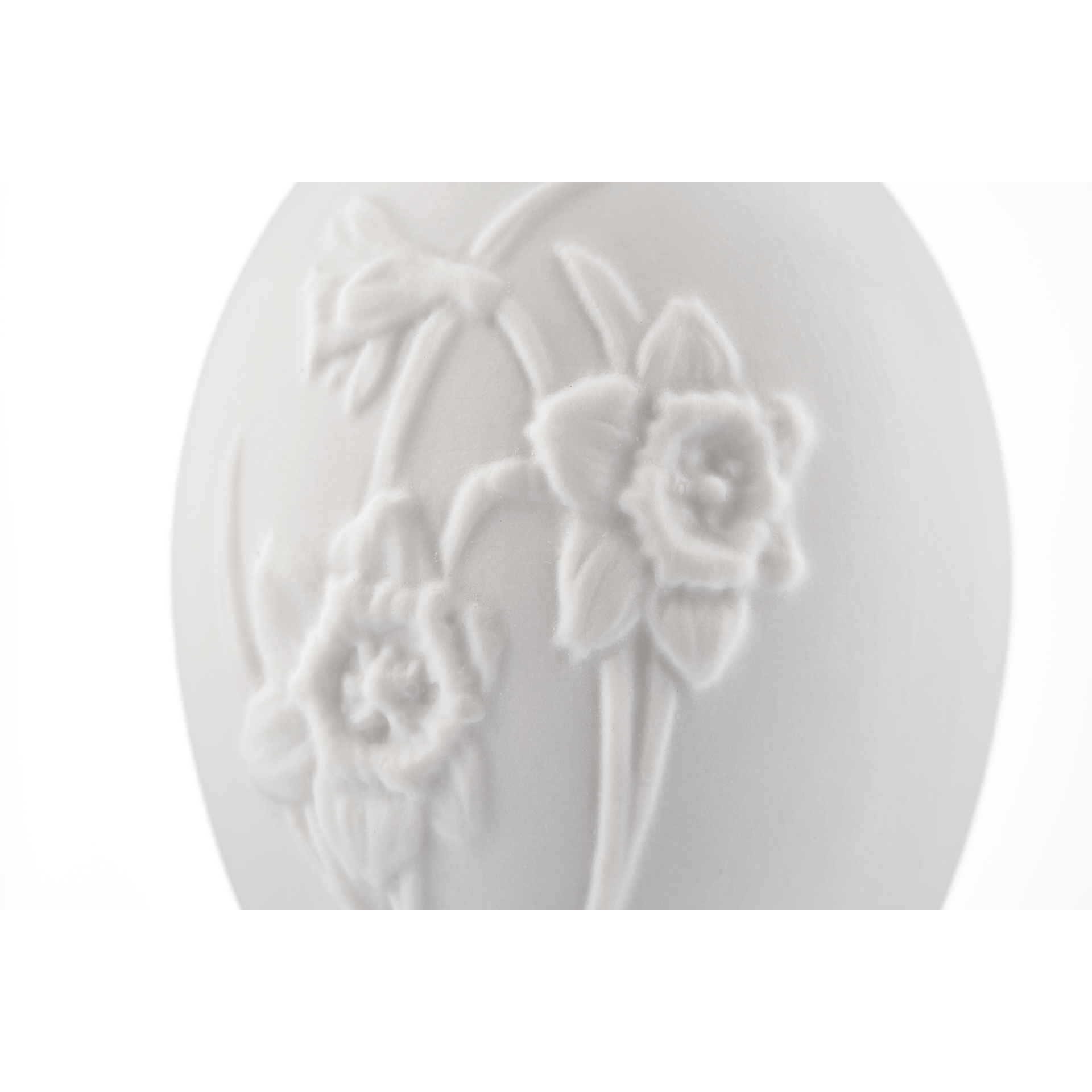Osterei mit Relief, Narzissen, Weiß, Biskuit, H 5 cm | Meissen Zweigschmuck Osterei Kollektion 001001 - 55M26 - Meissen Weimar