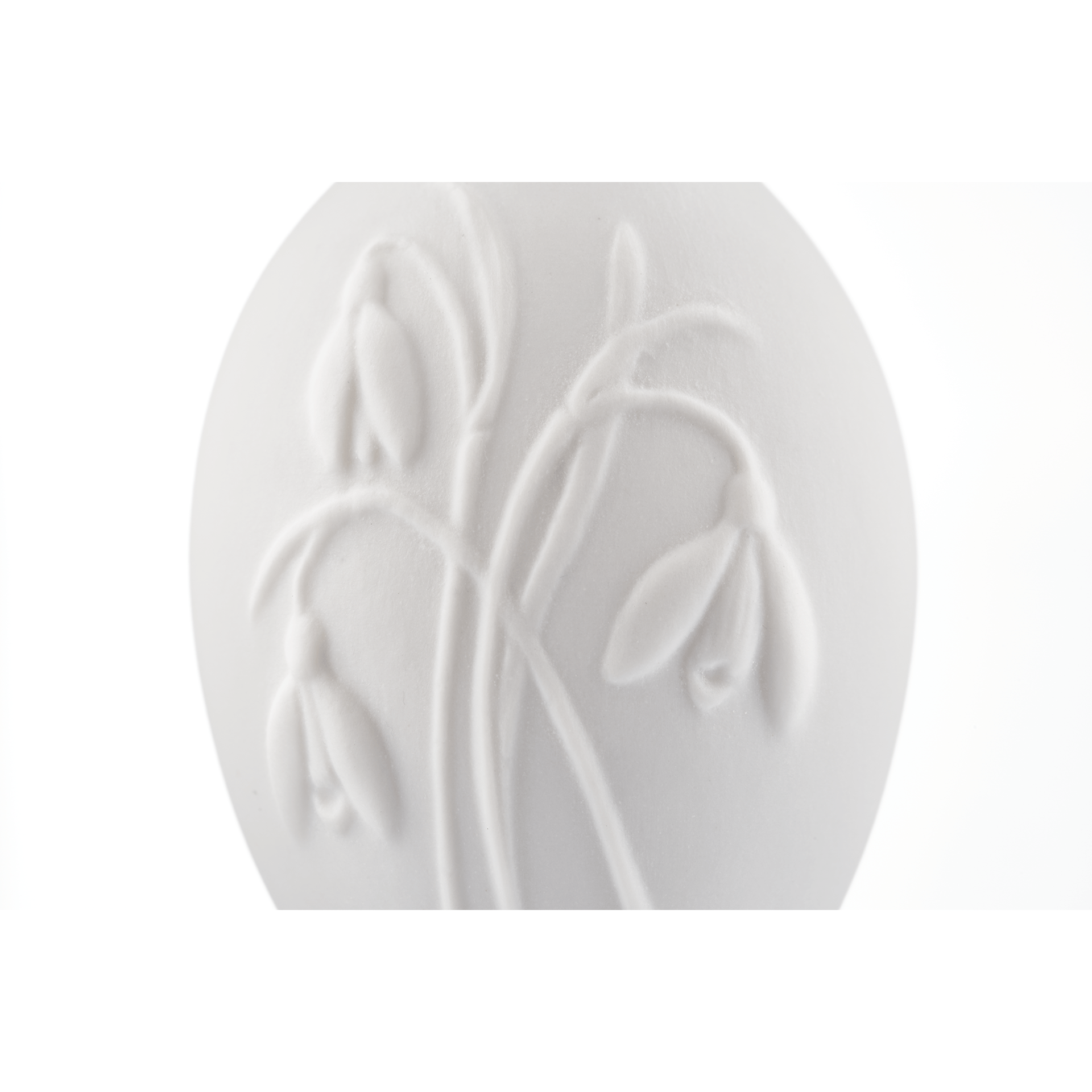 Osterei mit Relief, Schneeglöckchen, Weiß, Biskuit, H 5 cm | Meissen Zweigschmuck Osterei Kollektion 001001 - 55M23 - Meissen Weimar