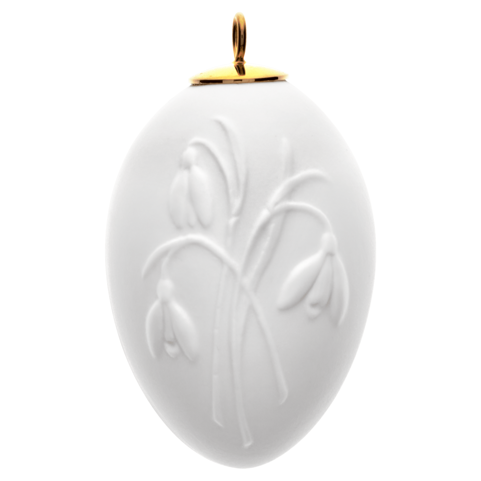 Osterei mit Relief, Schneeglöckchen, Weiß, Biskuit, H 5 cm | Meissen Zweigschmuck Osterei Kollektion 001001 - 55M23 - Meissen Weimar