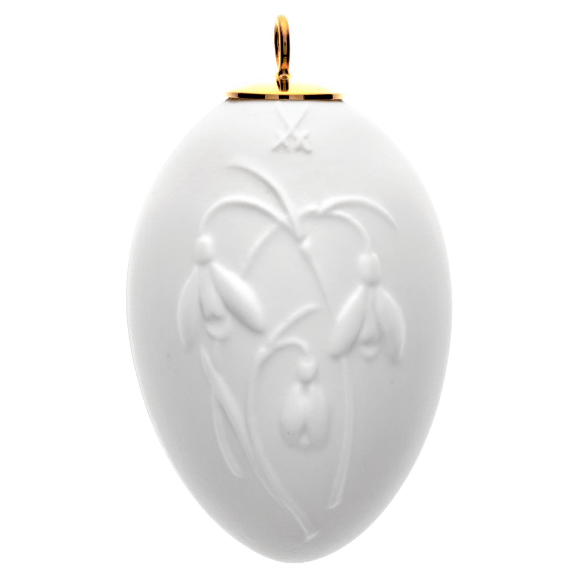 Osterei mit Relief, Schneeglöckchen, Weiß, Biskuit, H 5 cm | Meissen Zweigschmuck Osterei Kollektion 001001 - 55M23 - Meissen Weimar