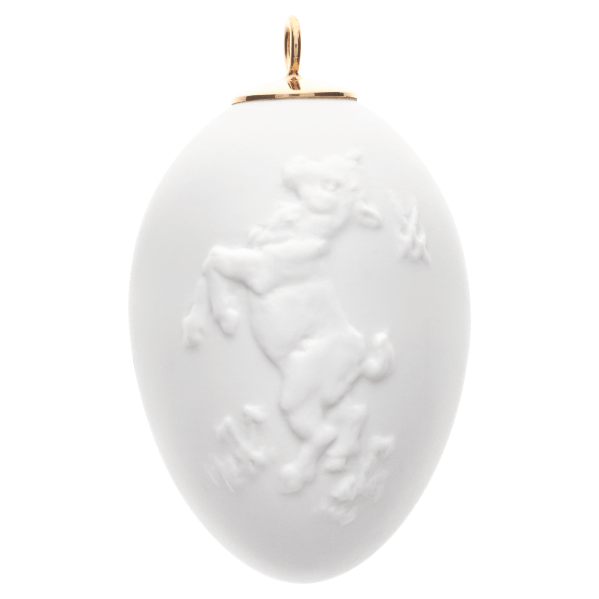 Osterei mit Relief, Zicklein, Weiß, Biskuit, H 5 cm | Meissen Zweigschmuck Osterei Kollektion 001001 - 55M50 - Meissen Weimar