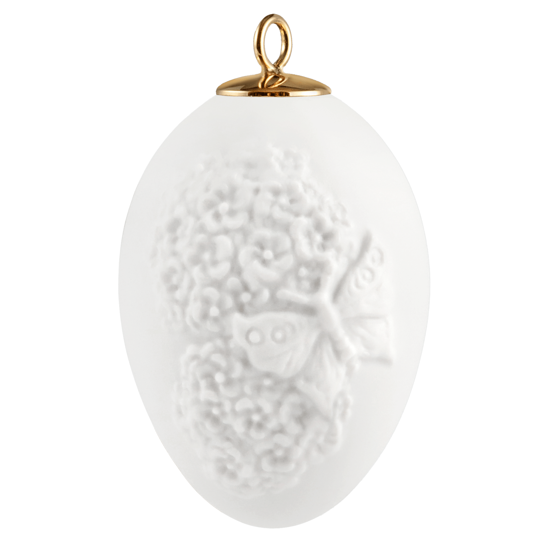 Osterei mit Schneeballblüten, Weiß, Biskuit, H 4,5 cm | Meissen Osterei 001001 - 55M90 - Meissen Weimar