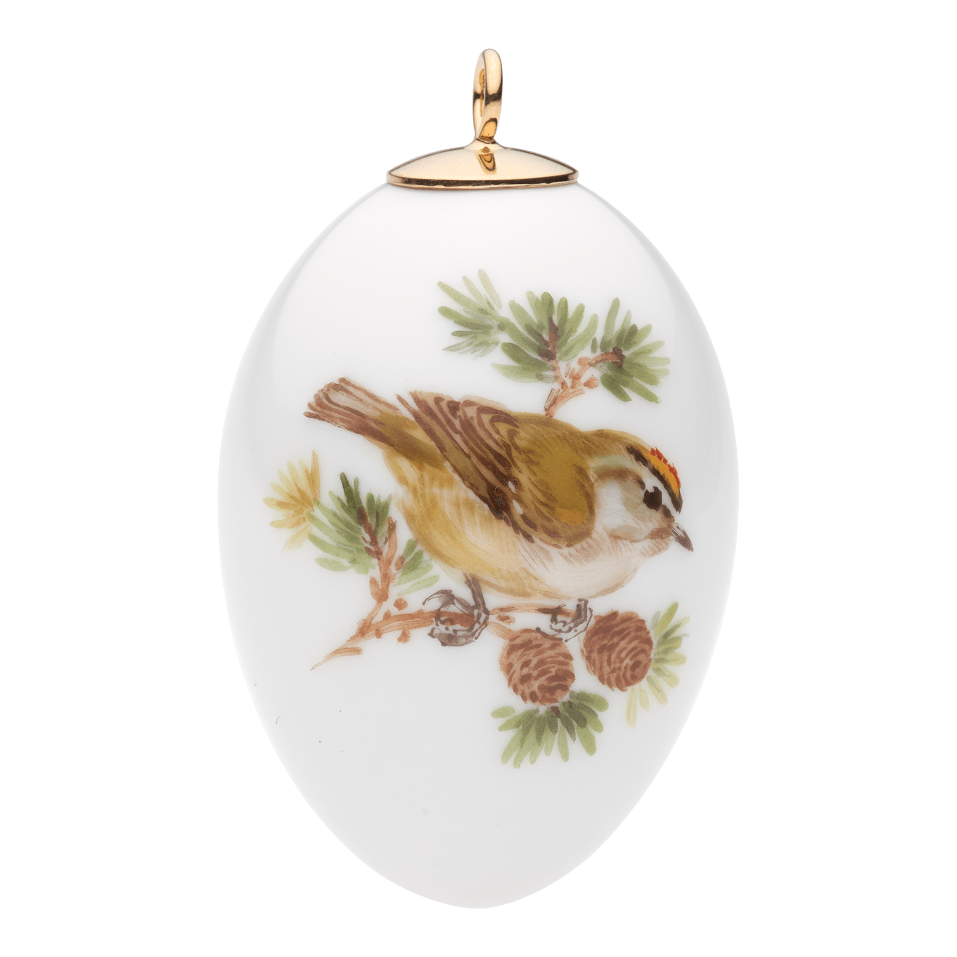 Osterei mit Vogelmalerei, Goldhähnchen, H 4,5 cm | Meissen Exklusiv - Geschenke 26C010 - 55M03 - Meissen Weimar